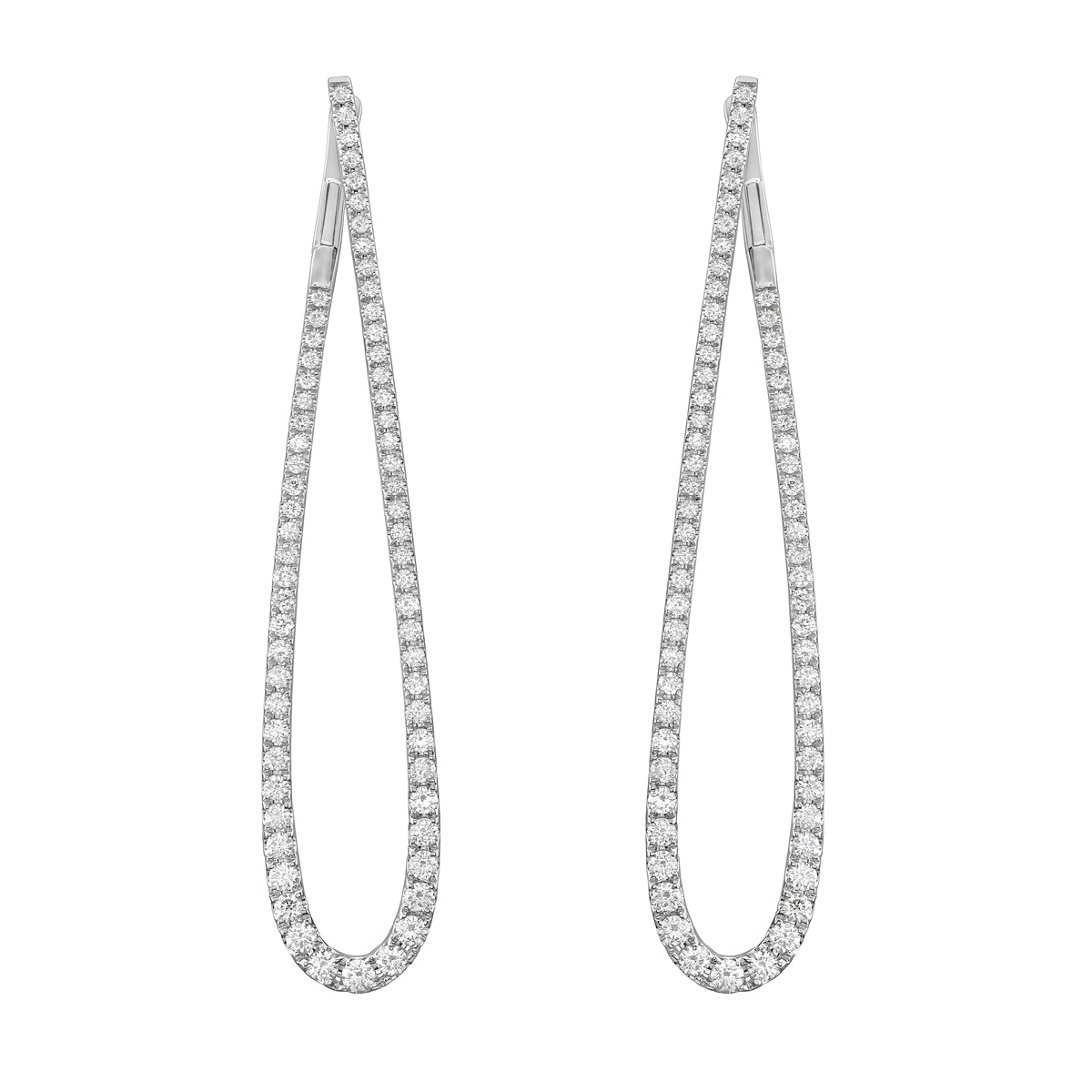 18K White Gold Diamond Earrings, 2.19ct