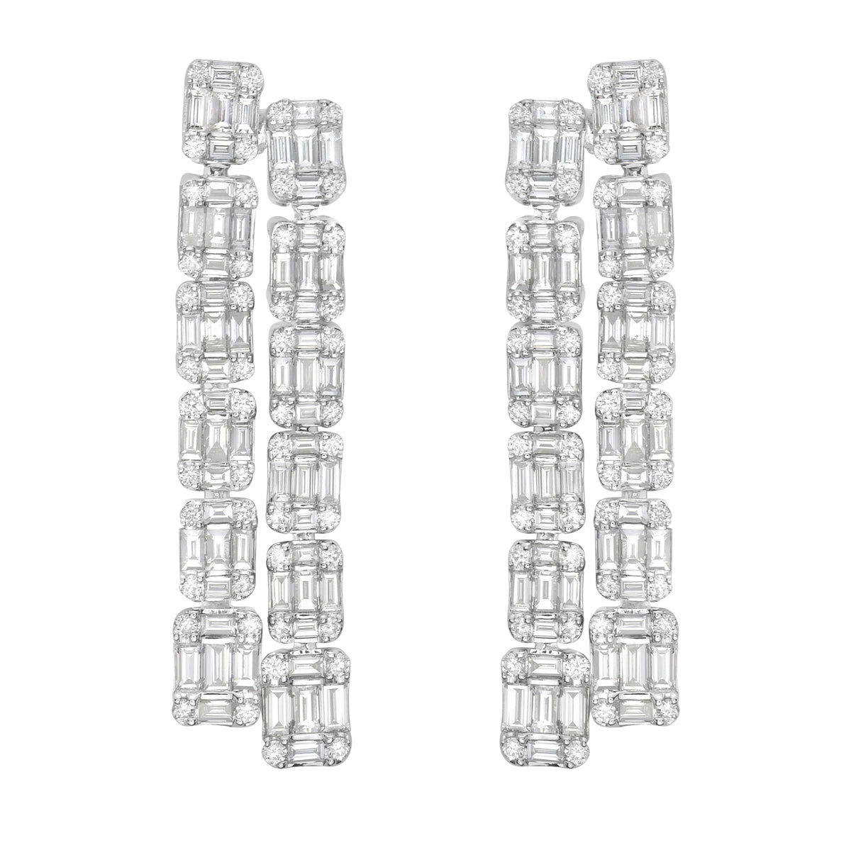 18K White Gold Diamond Earrings, 2.52ct