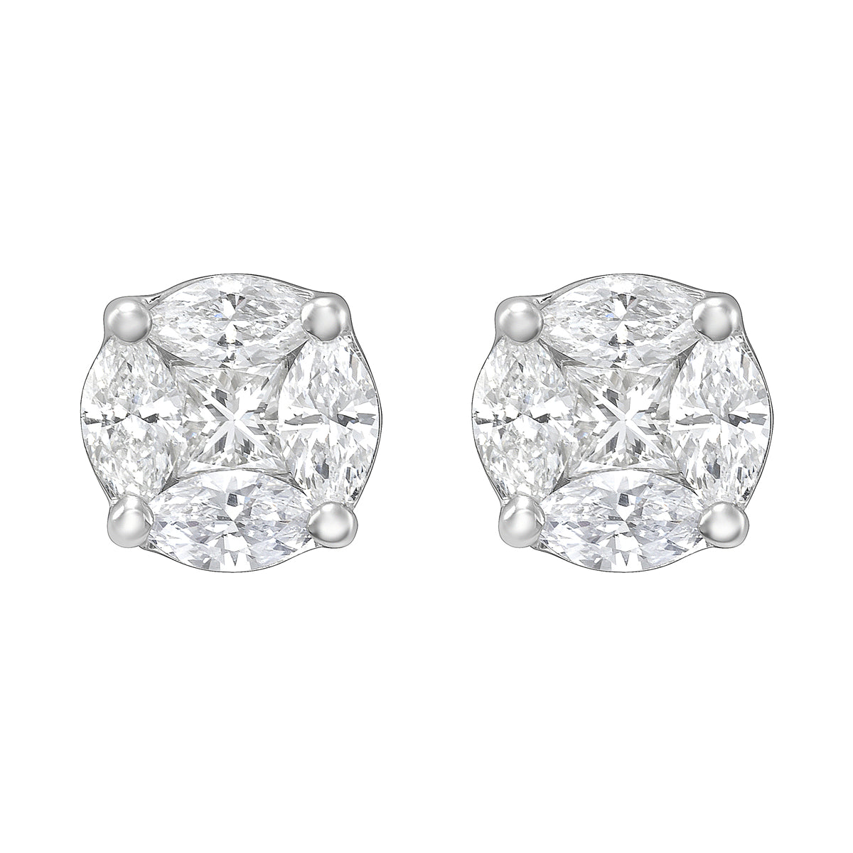 18K White Gold Diamond Earrings, 0.7ct
