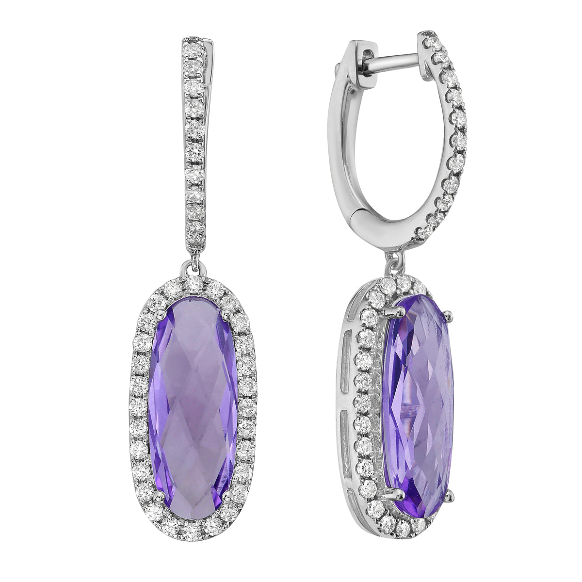 14K White Gold Amethyst Earrings, 4.01ct