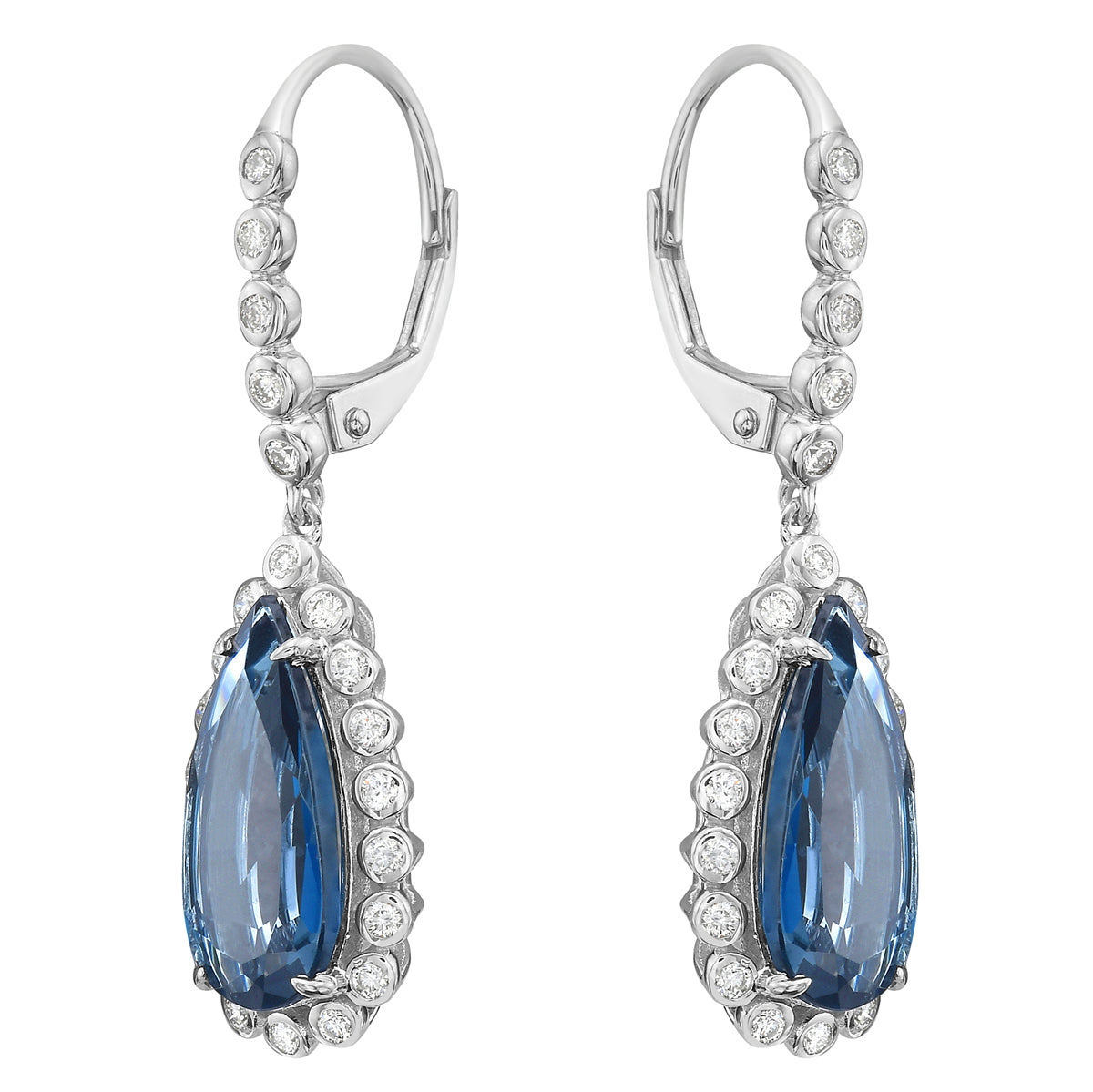E090028-LBT - Earrings 14KW/3.4G 2LBT-4.91CT 46RD-0.42CT London Blue Topaz