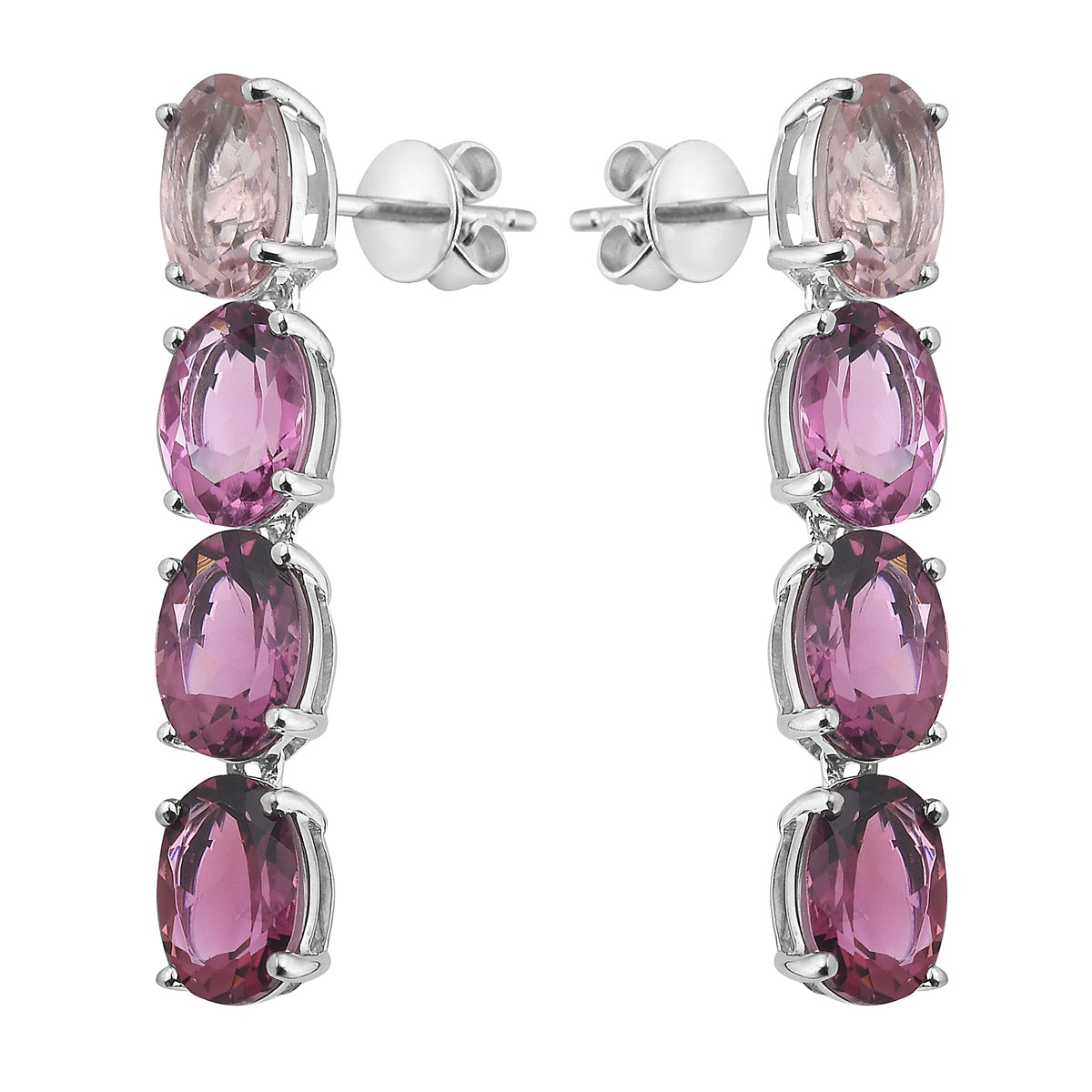 14K White Gold Pink Tourmaline Earrings, 6.2ct