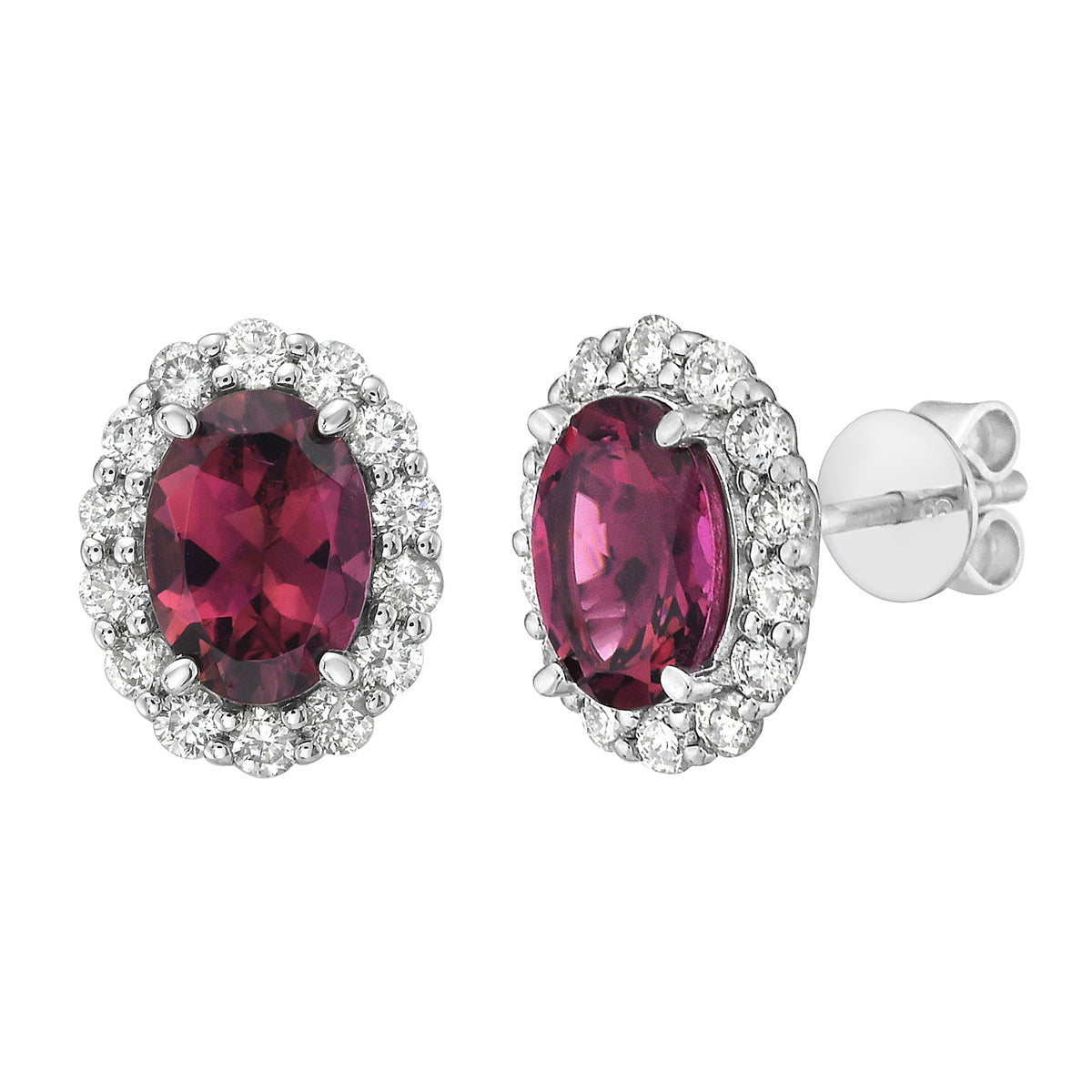 Earrings 14KW/1.7G 2PT-1.51CT 28RD-0.48CT Pink Tourmiline