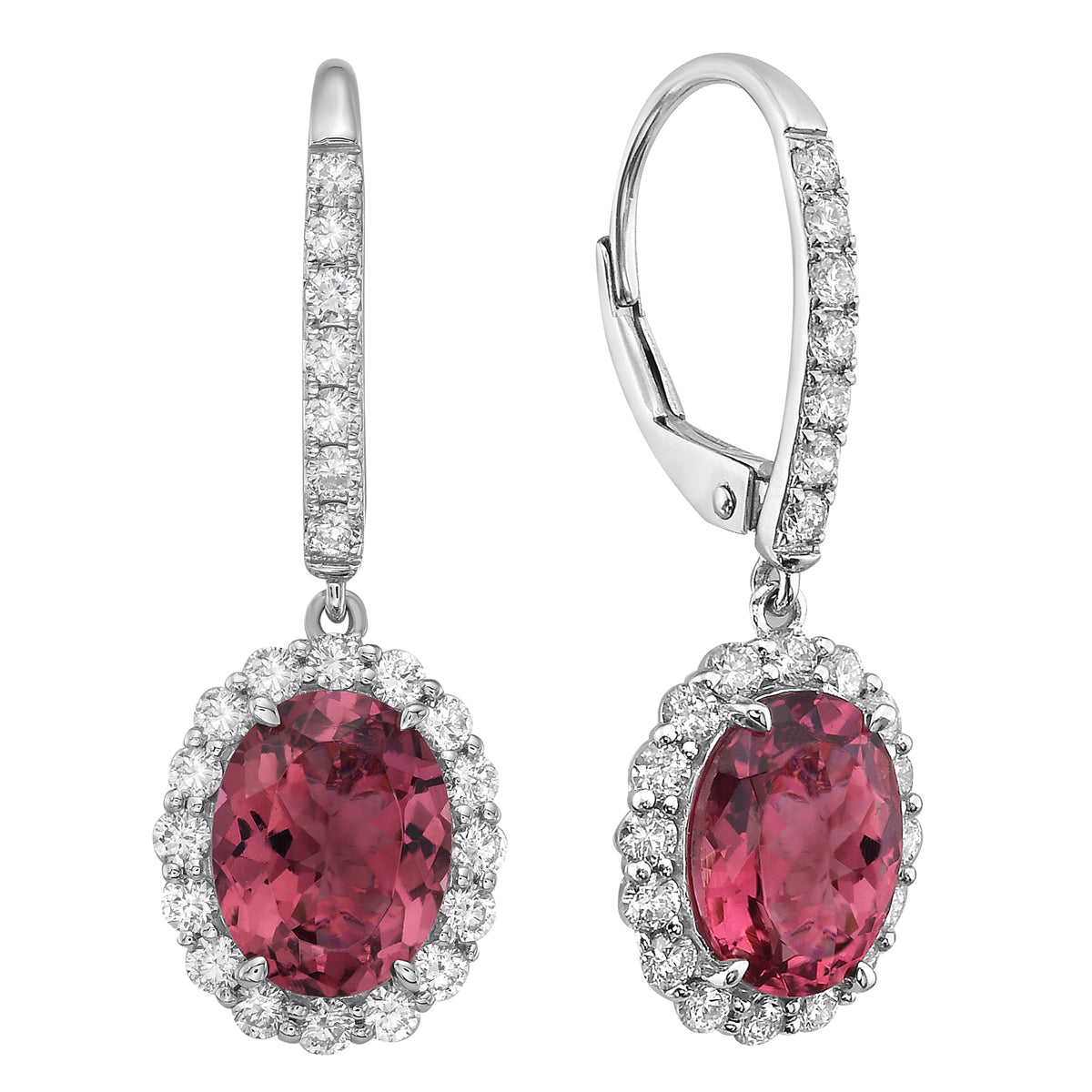 Earrings 14KW/2.8G 2PT-3.59CT 46RD-0.91CT Pink Tourmine