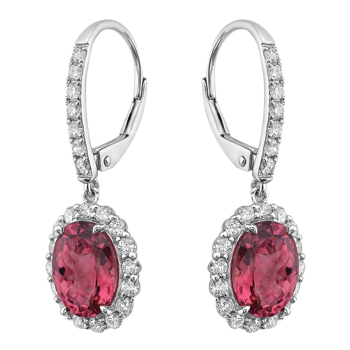 Earrings 14KW/2.8G 2PT-3.59CT 46RD-0.91CT Pink Tourmine