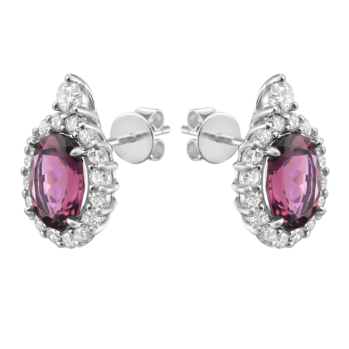 14K White Gold Pink Tourmaline Earrings, 2.46ct