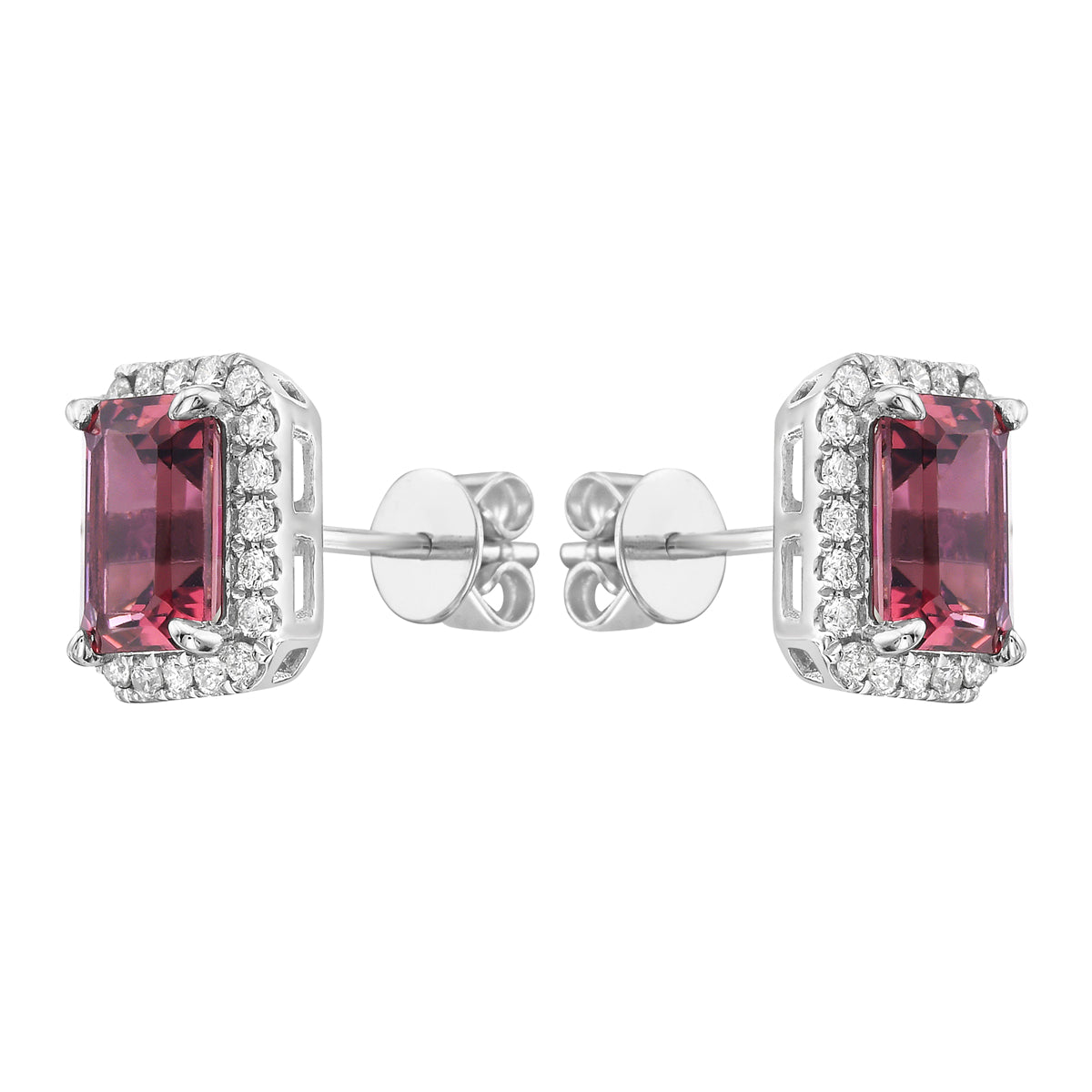 14K White Gold Pink Tourmaline Earrings, 2.07ct