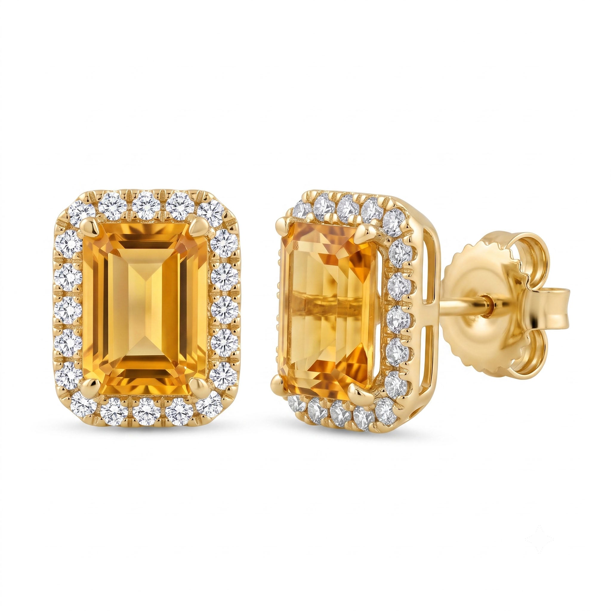 E090042Y-CIT - Earrings 14KY/1.7G 2CIT-1.74CT 40RD-0.29CT Citrin