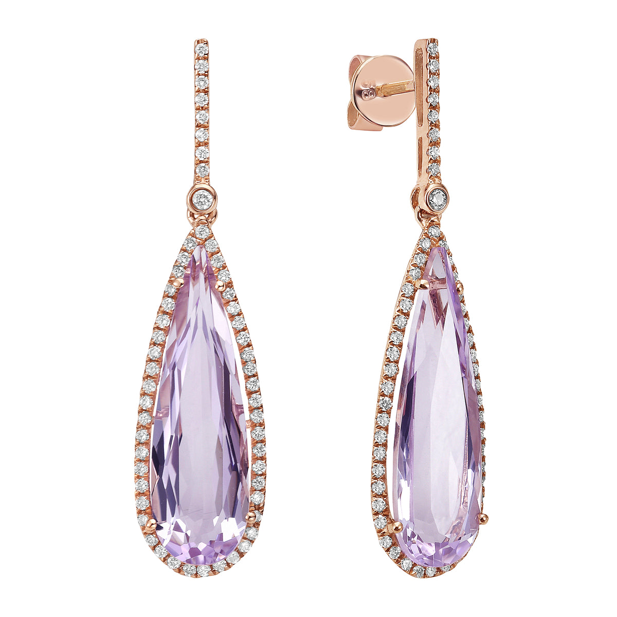 14K Rose Gold Rose de France Earrings, 9.74ct