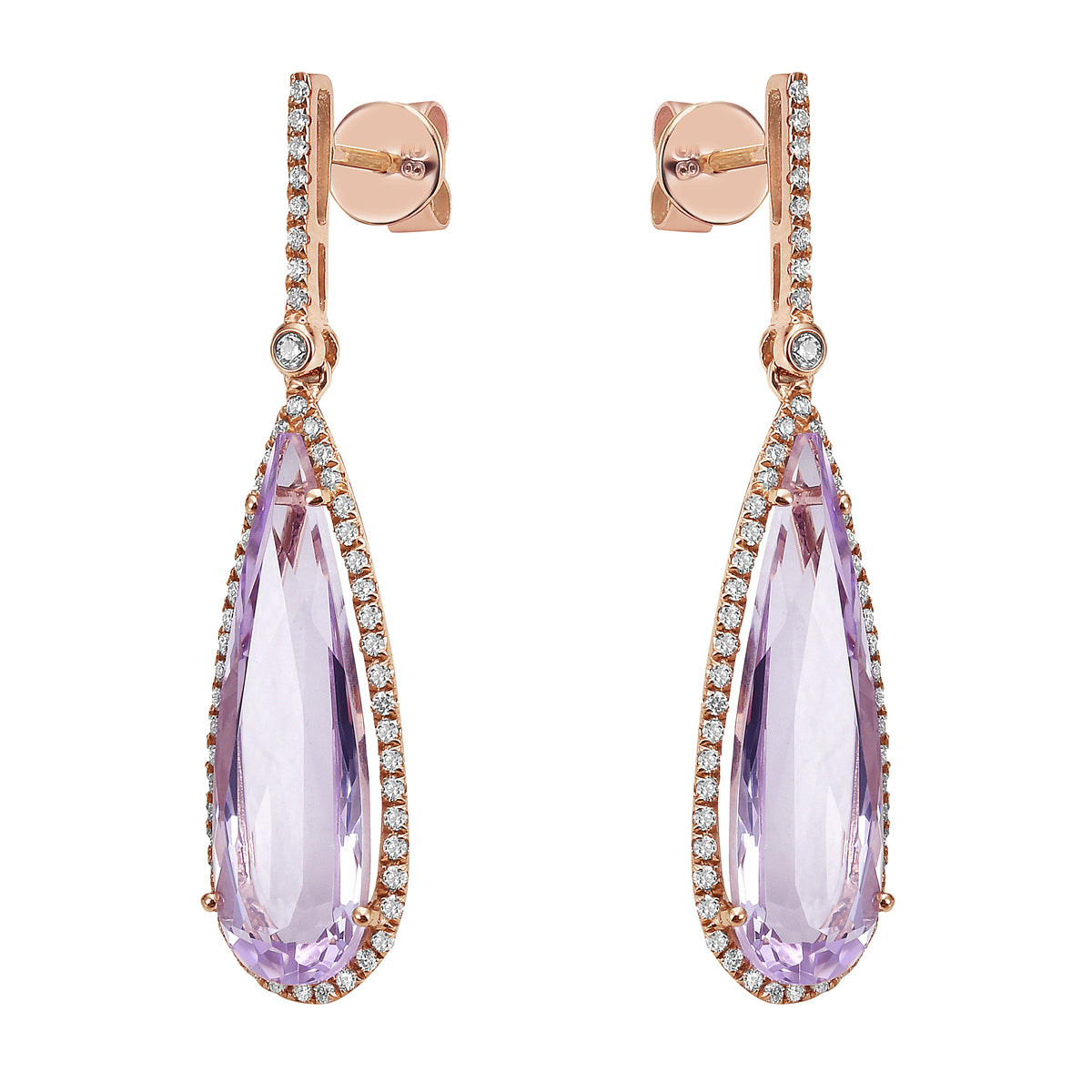 14K Rose Gold Rose de France Earrings, 9.74ct