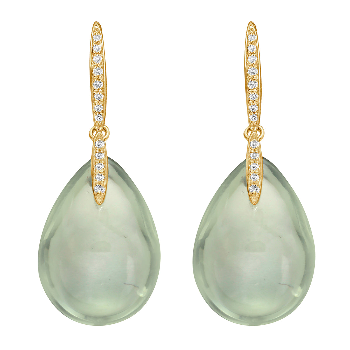E090057Y-G.AME - Earrings 14KY/2G 2G.AME-21.77CT 26RD-0.10CT GREEN AMETHYST