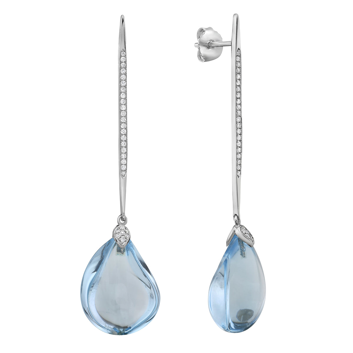 E090059W-SBT - EARRING 18KW-2.23G  56D-0.17C 2SBT-26.87CT SKY BLUE TOPAZ