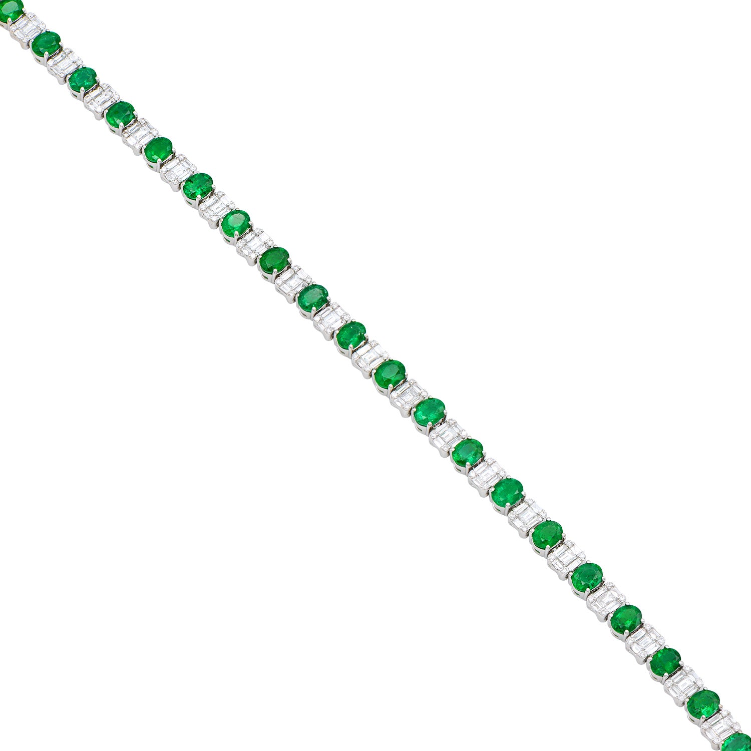 18K White Gold Green Emerald Bracelet, 6.5ct
