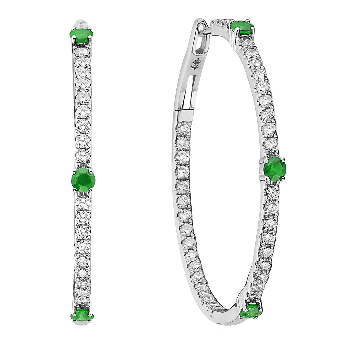 EE054638 - Earrings 18KW/10.1G 6EMER-0.70CT 82RD-1.58CT
