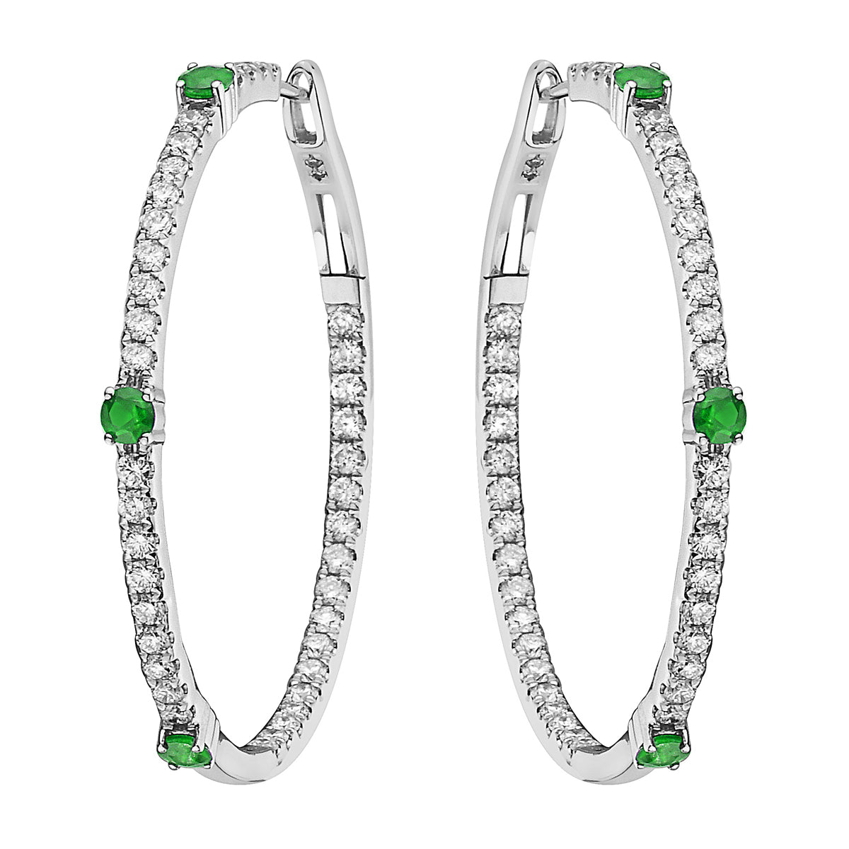 EE054638 - Earrings 18KW/10.1G 6EMER-0.70CT 82RD-1.58CT