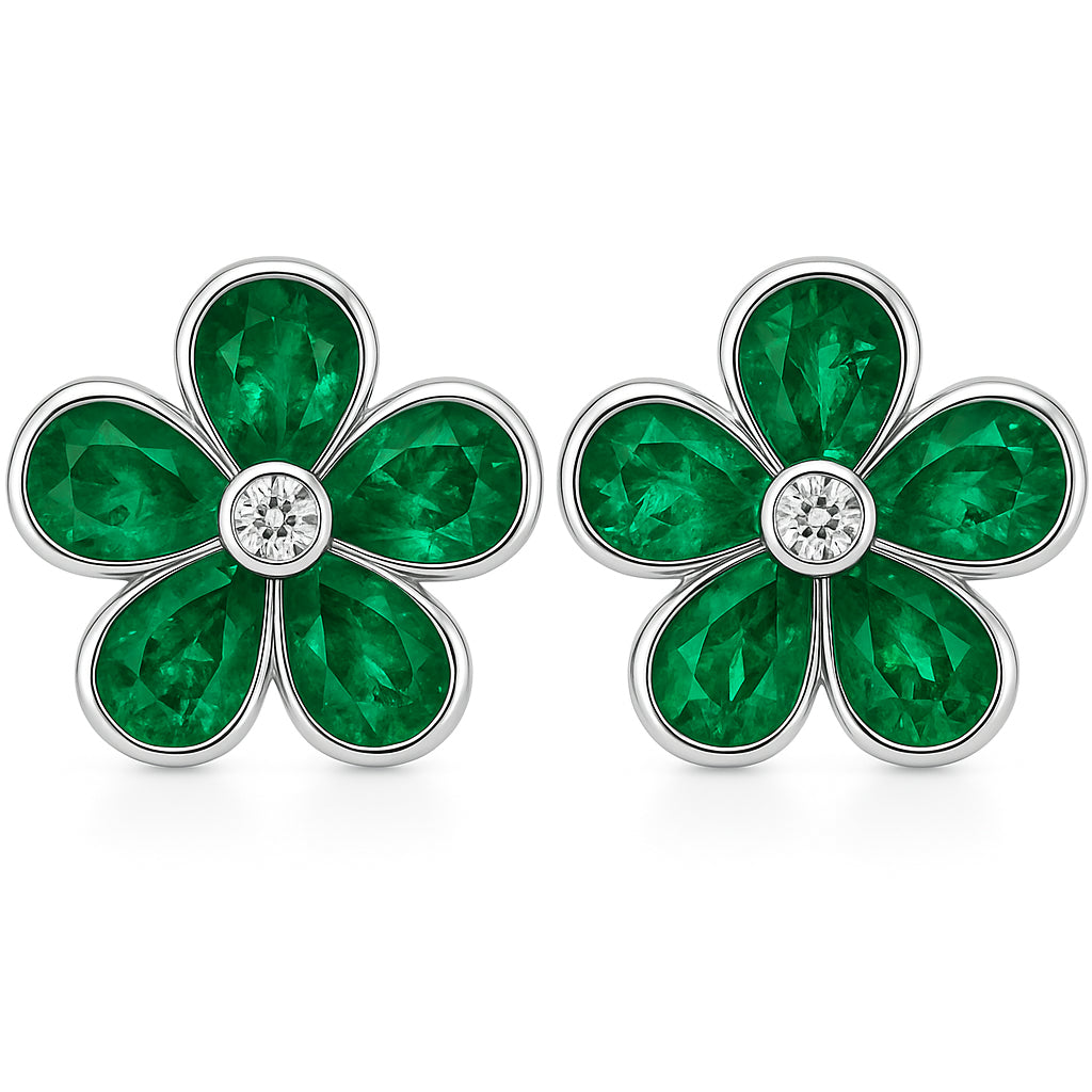 EE056279 - Earrings 18KW/5.5G 10EMER-3.27CT 2RD-0.06CT