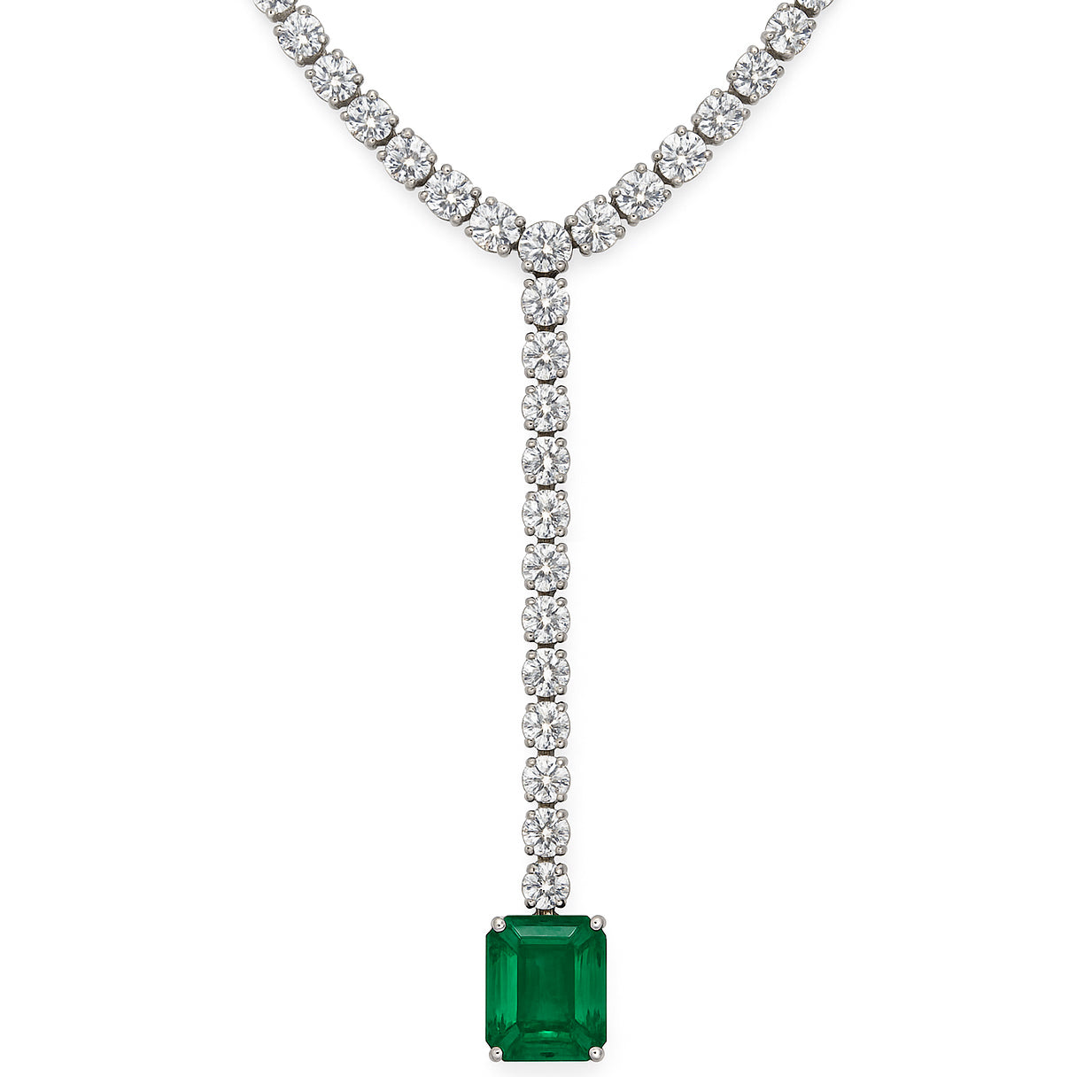EN055836 - Necklace 18KW/16.0G 1EMER-5.03CT 66RD-6.78CT