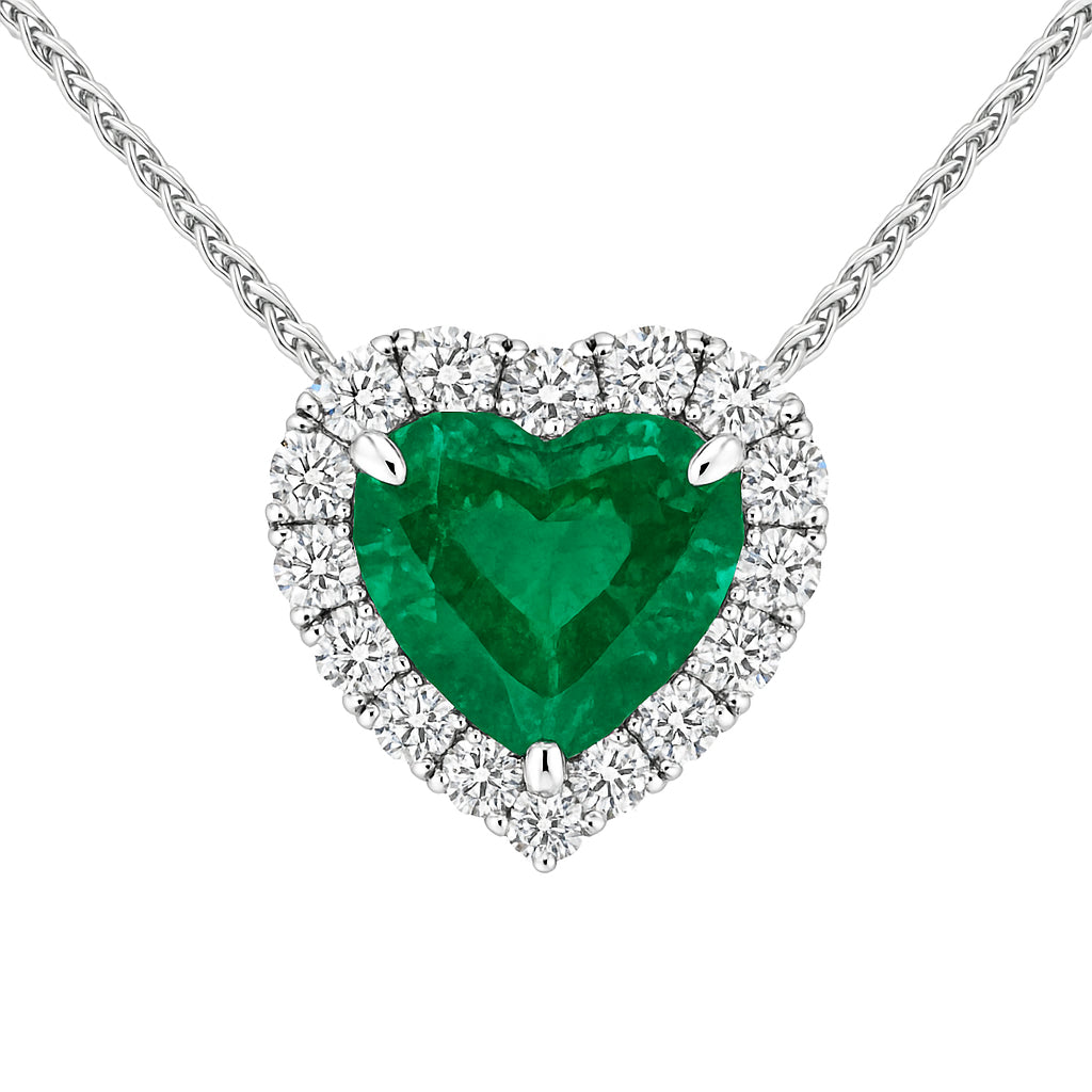 EN056543 - Necklace 18KW/3.2G 1EMER-1.94CT 16RD-0.38CT