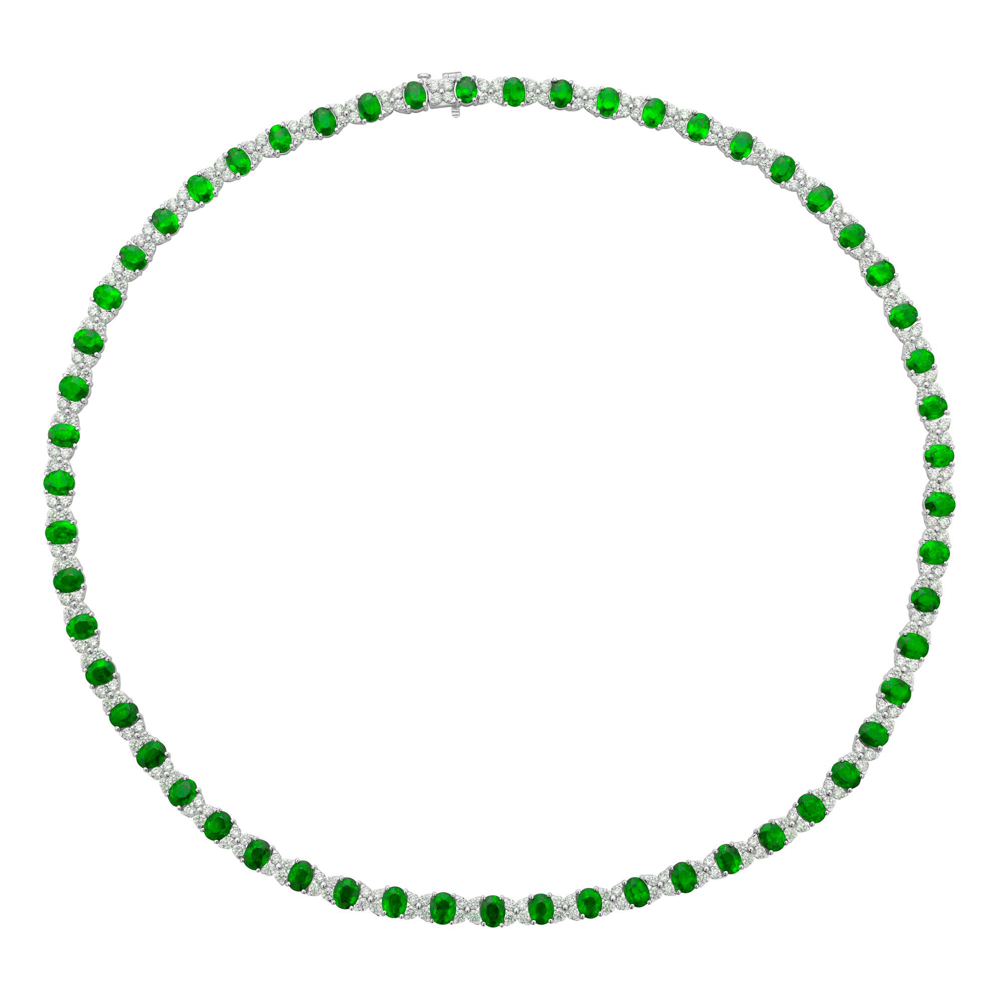 EN056554 - Necklace 18KW/25.1G 56EMER-17.04CT 224RD-6.14CT