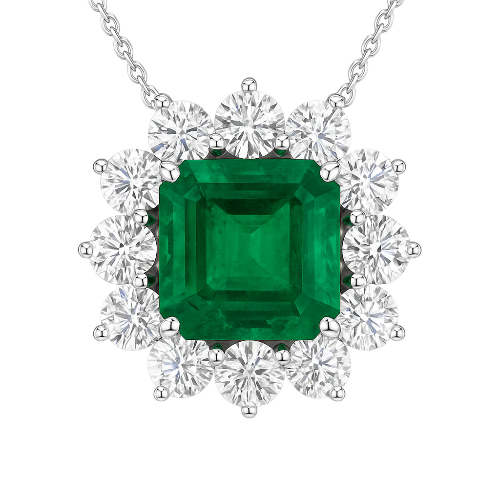 EP055791 - Necklace 18KW/2.2G 1EMER-2.49CT 12RD-1.31CT