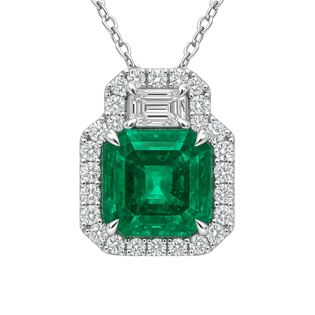 Handmade 18K White Gold Emerald Pendant, 2.73ct