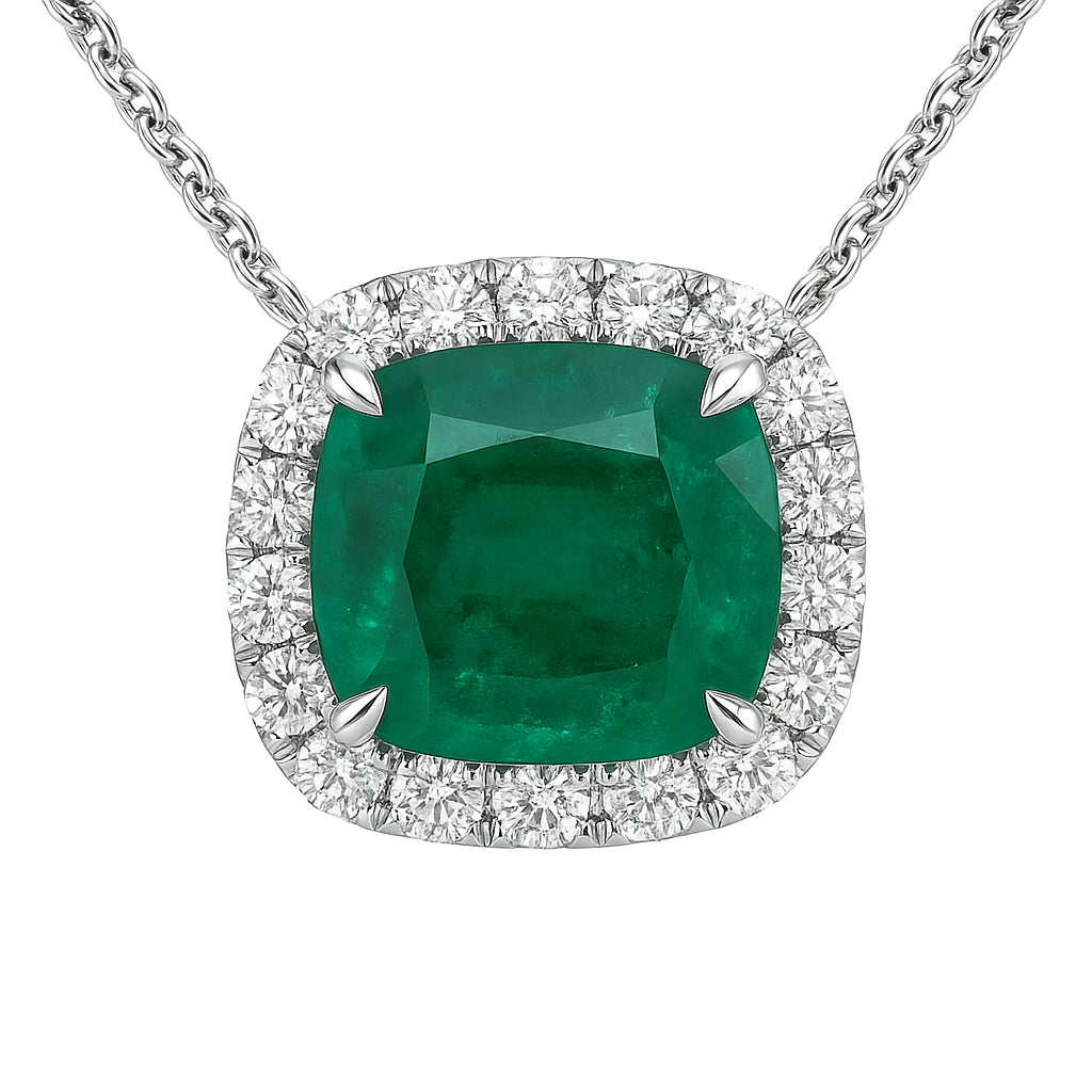 EP055808 - Necklace 18KW/2.6G 1EMER-4.65CT 20RD-0.40CT