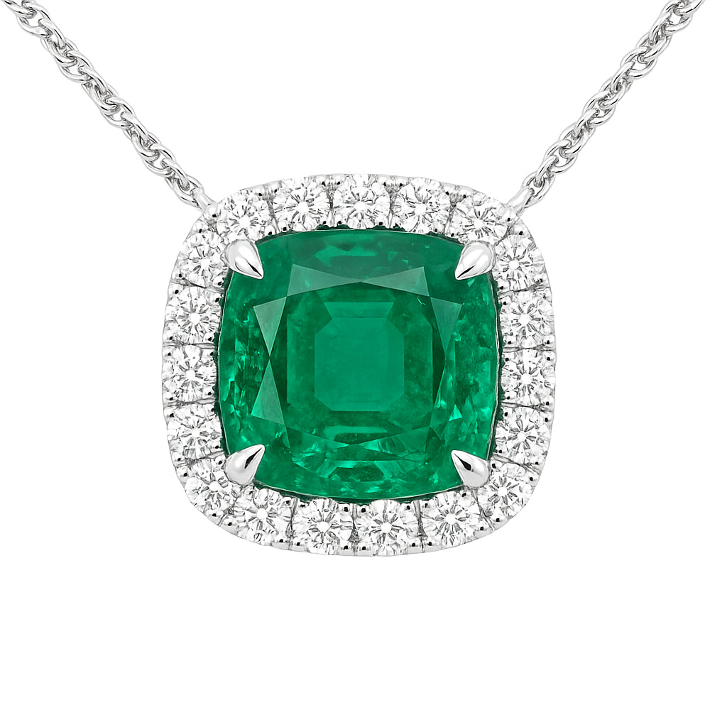 EP055810 - Necklace 18KW/2.4G 1EMER-3.32CT 20RD-0.40CT