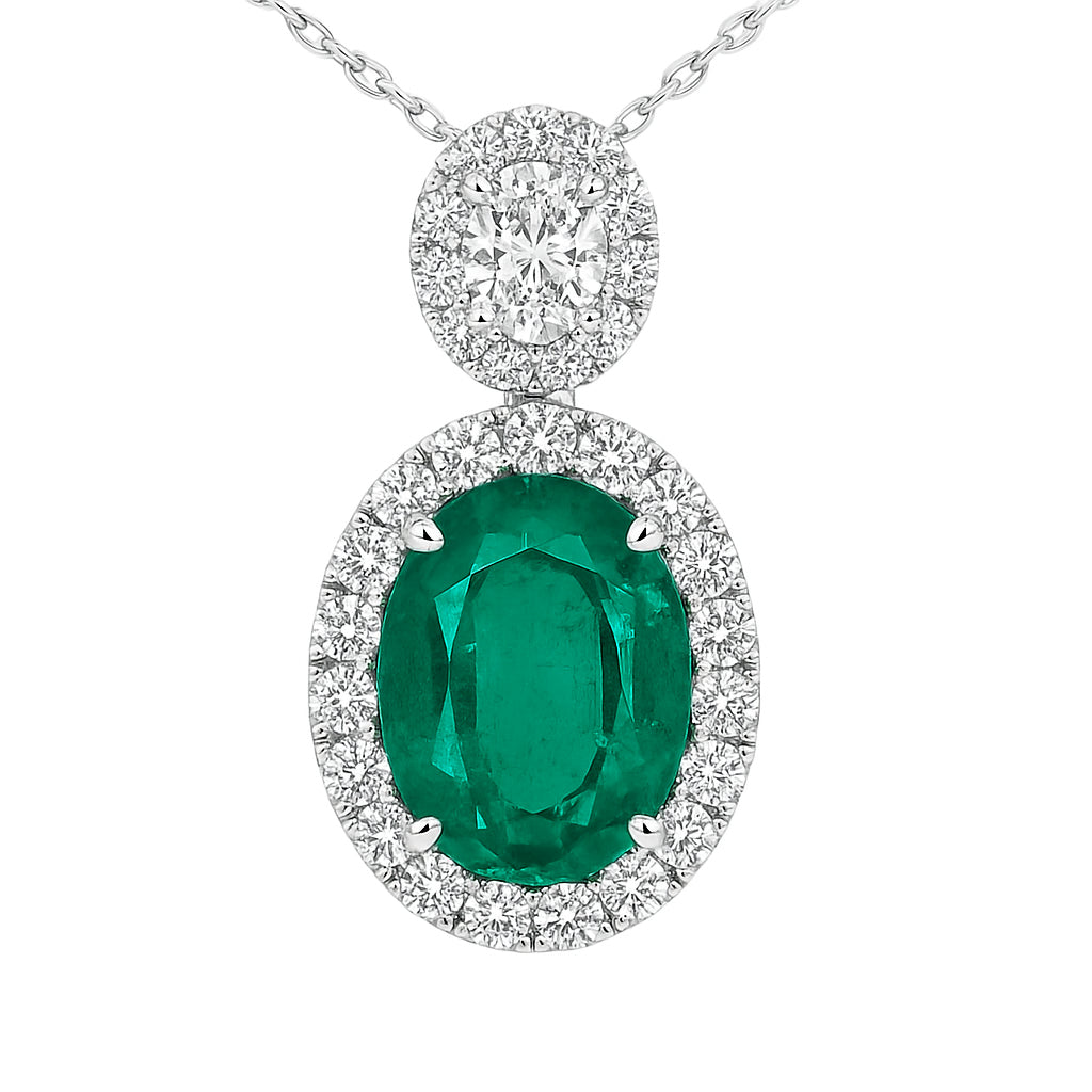 Handmade 18K White Gold Emerald Pendant, 5.02ct
