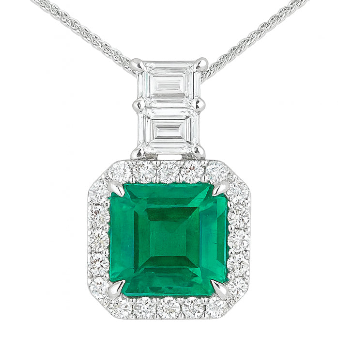 Handmade 18K White Gold Emerald Pendant, 2.16ct