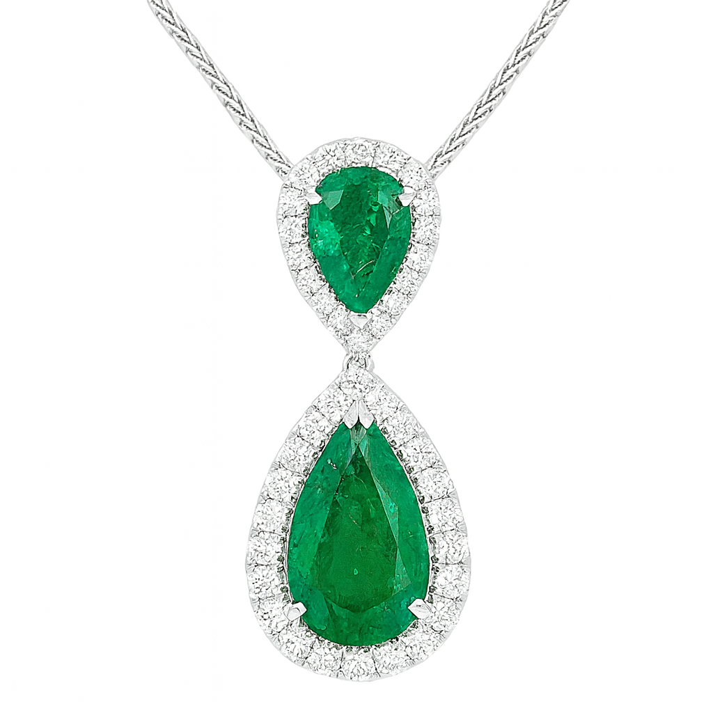 EP056389 - Pendant 18KW/2.5G 2EMER-2.23CT 37RD-0.53CT
