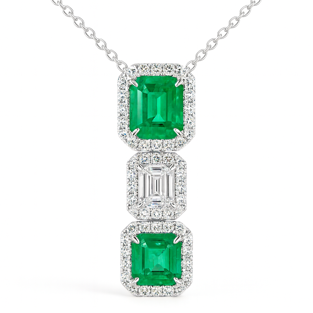 EP056507 - Pendant 18KW/2.3G 2EMER-1.55CT 1ED-0.39CT 46RD-0.40CT