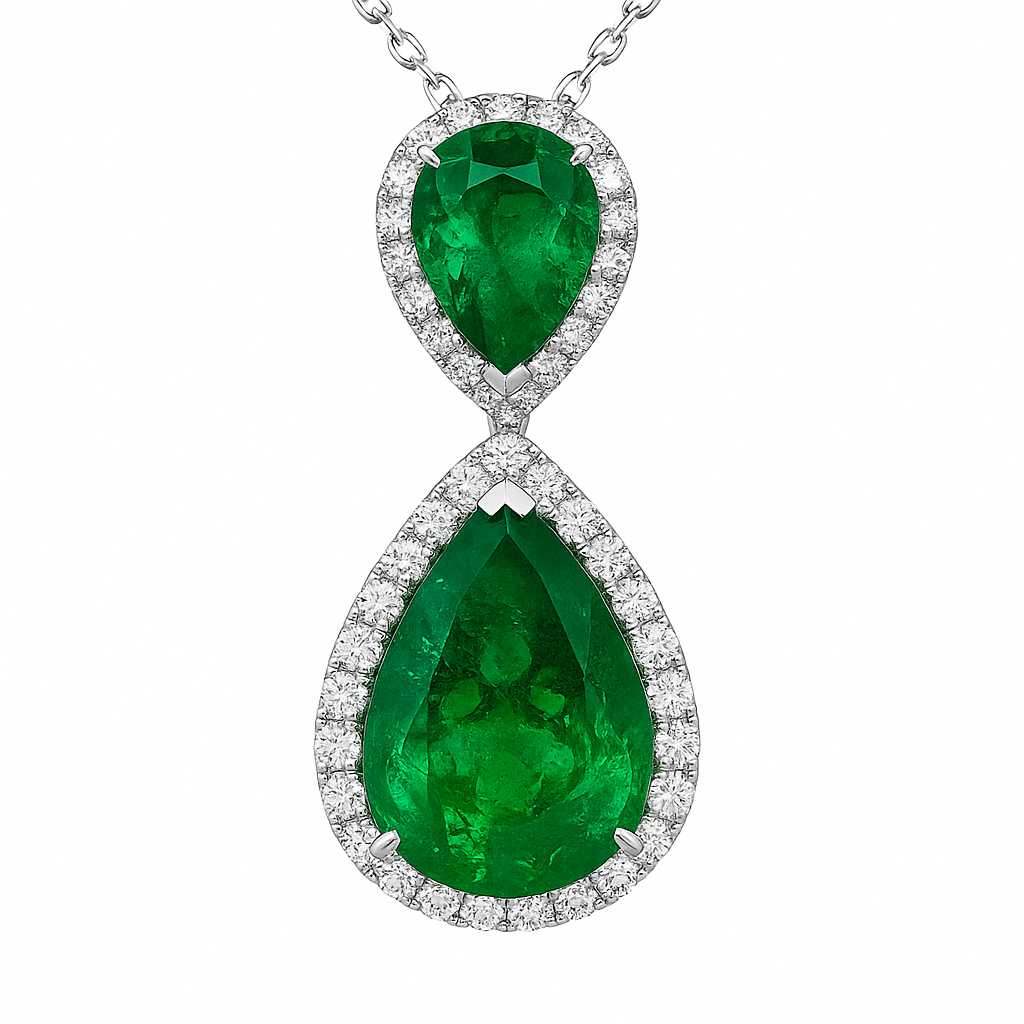 Handmade 18K White Gold Emerald Pendant, 5.26ct