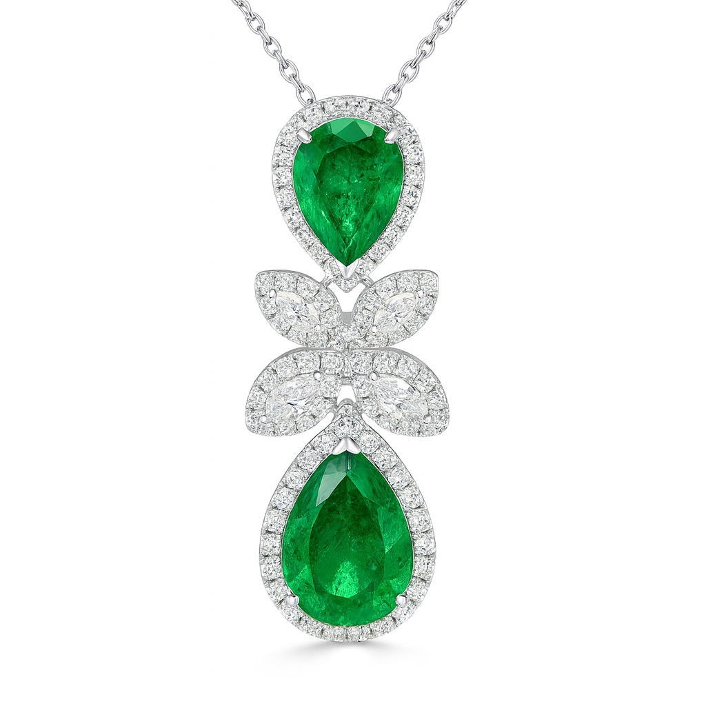 Handmade 18K White Gold Emerald Pendant, 4.67ct