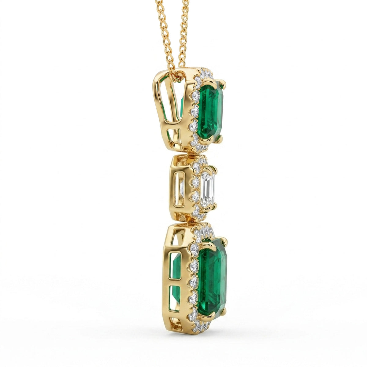 EP057042Y - Pendant 18KY/2.7G 2EMER-2.48CT 1DIA-0.19CT 46RD-0.51CT