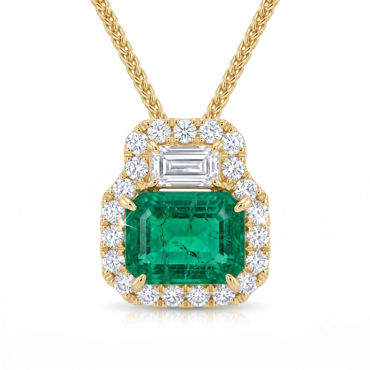 EP057051Y - Pendant 18KY/1.0G 1EMER-0.96CT 1DIA-0.20CT 21RD-0.19CT