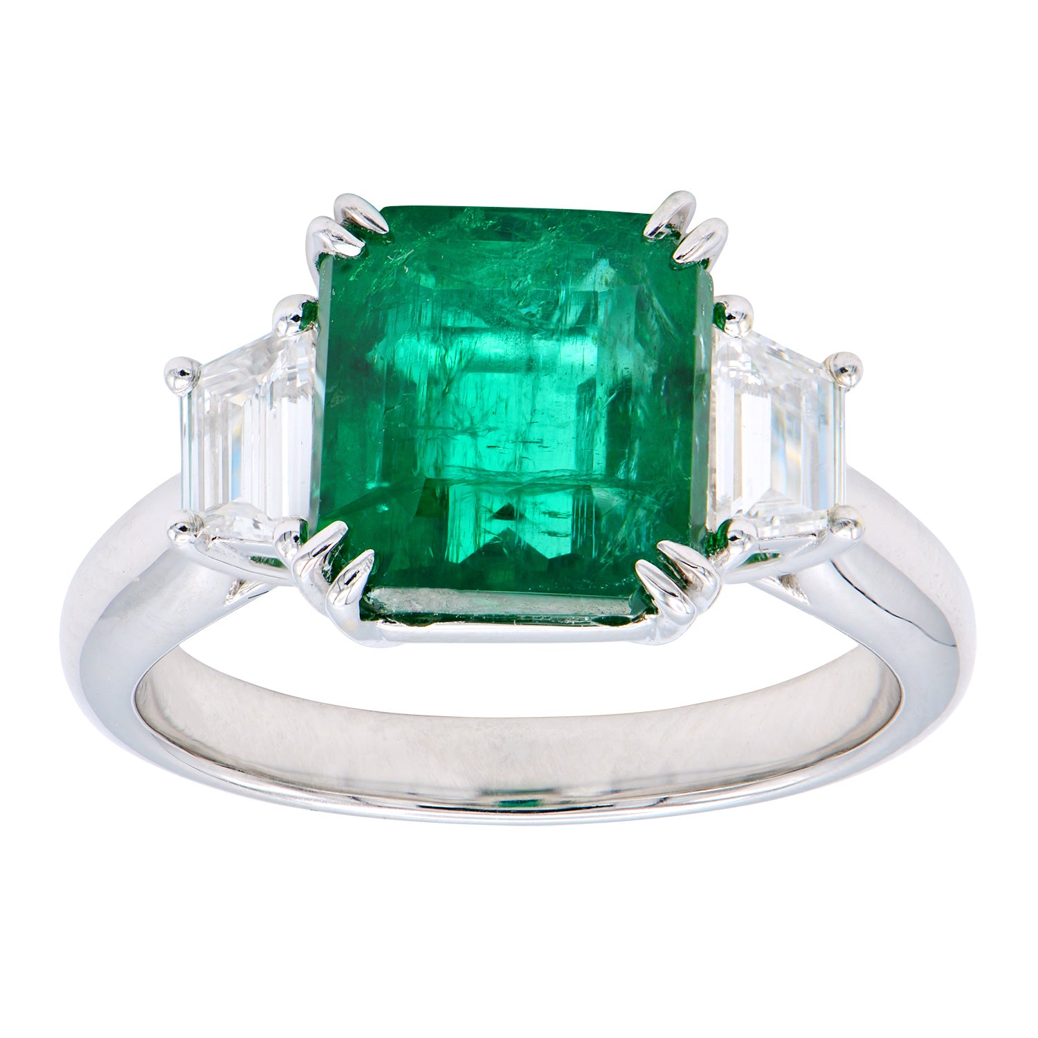 ER054499 - Ring 18KW/5.1G 1EMER-4.07CT 2TRAP-0.37CT GIA5211376202