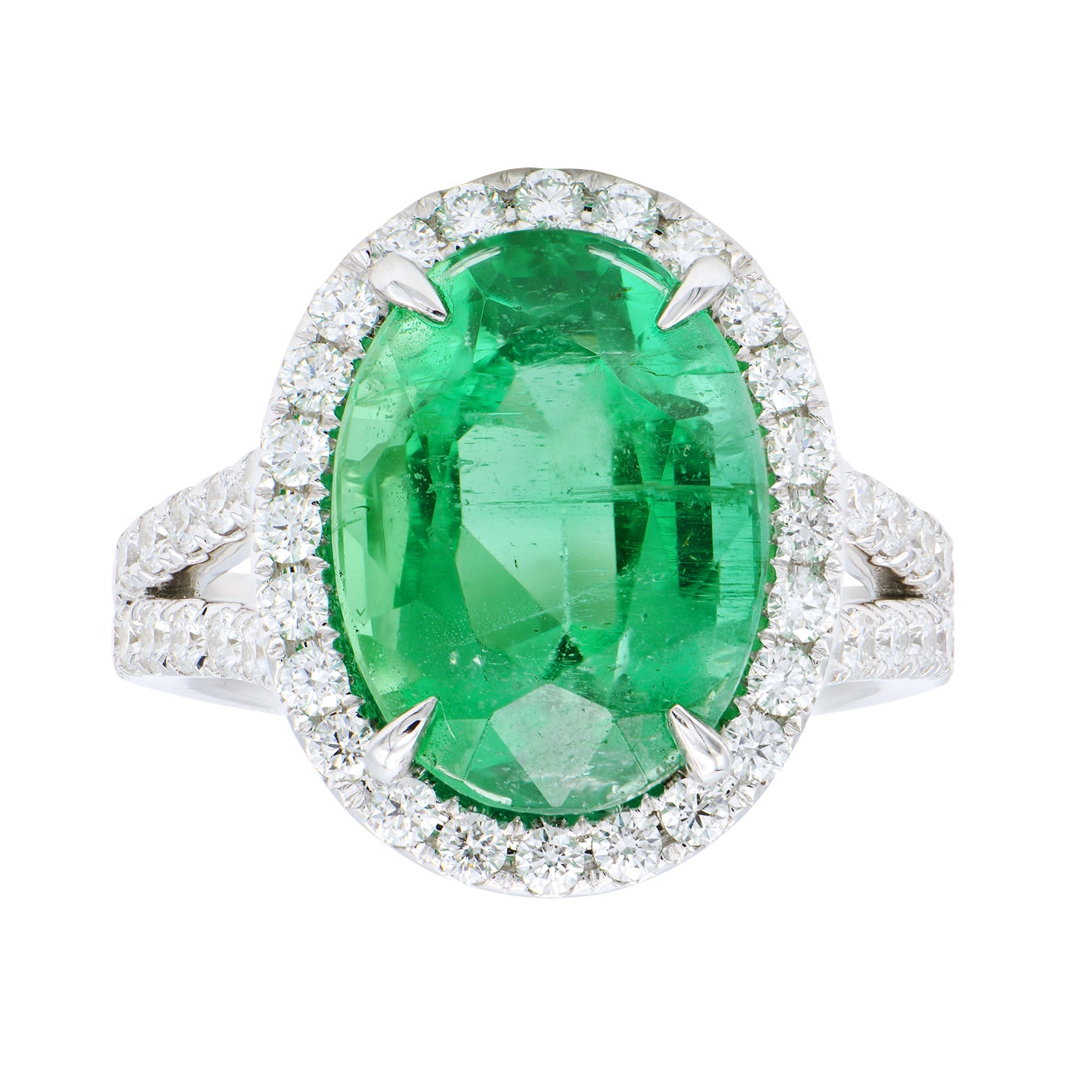 ER054503 - Ring 18KW/7.9G 1EMER-6.75CT 72RD-1.05CT