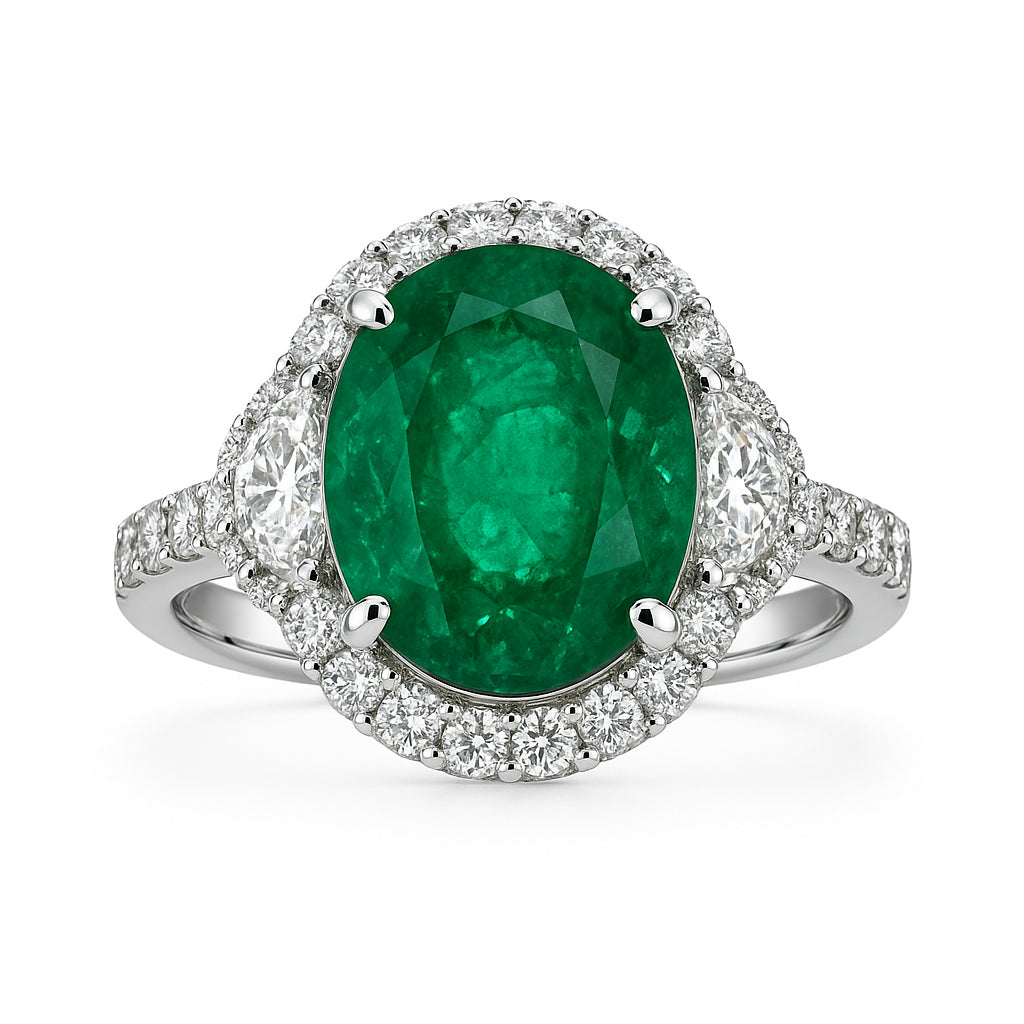 ER054725 - Ring 18KW/3.5G 1EMER-2.42CT 2HM-0.23CT 36RD-0.38CT