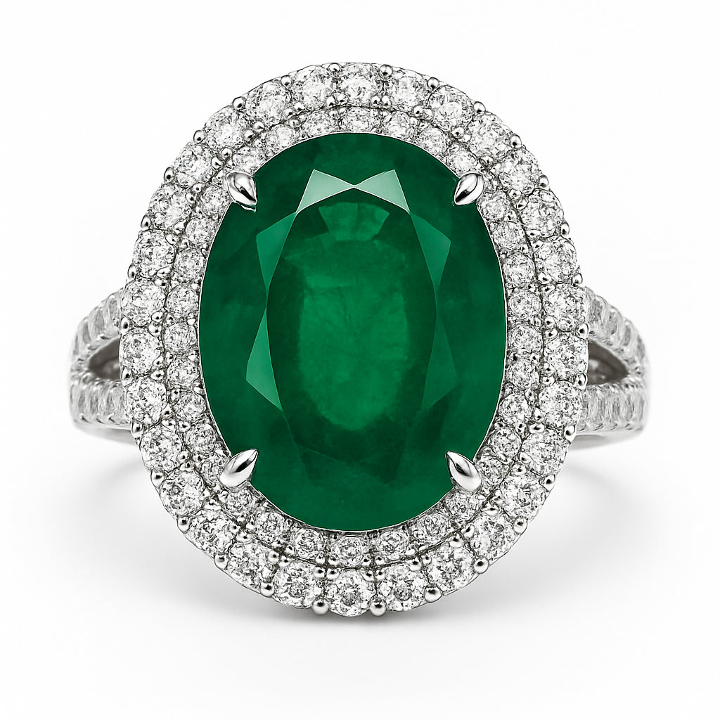 ER054805 - Ring 18KW/6.5G 1EMER-2.95CT 88RD-0.76CT