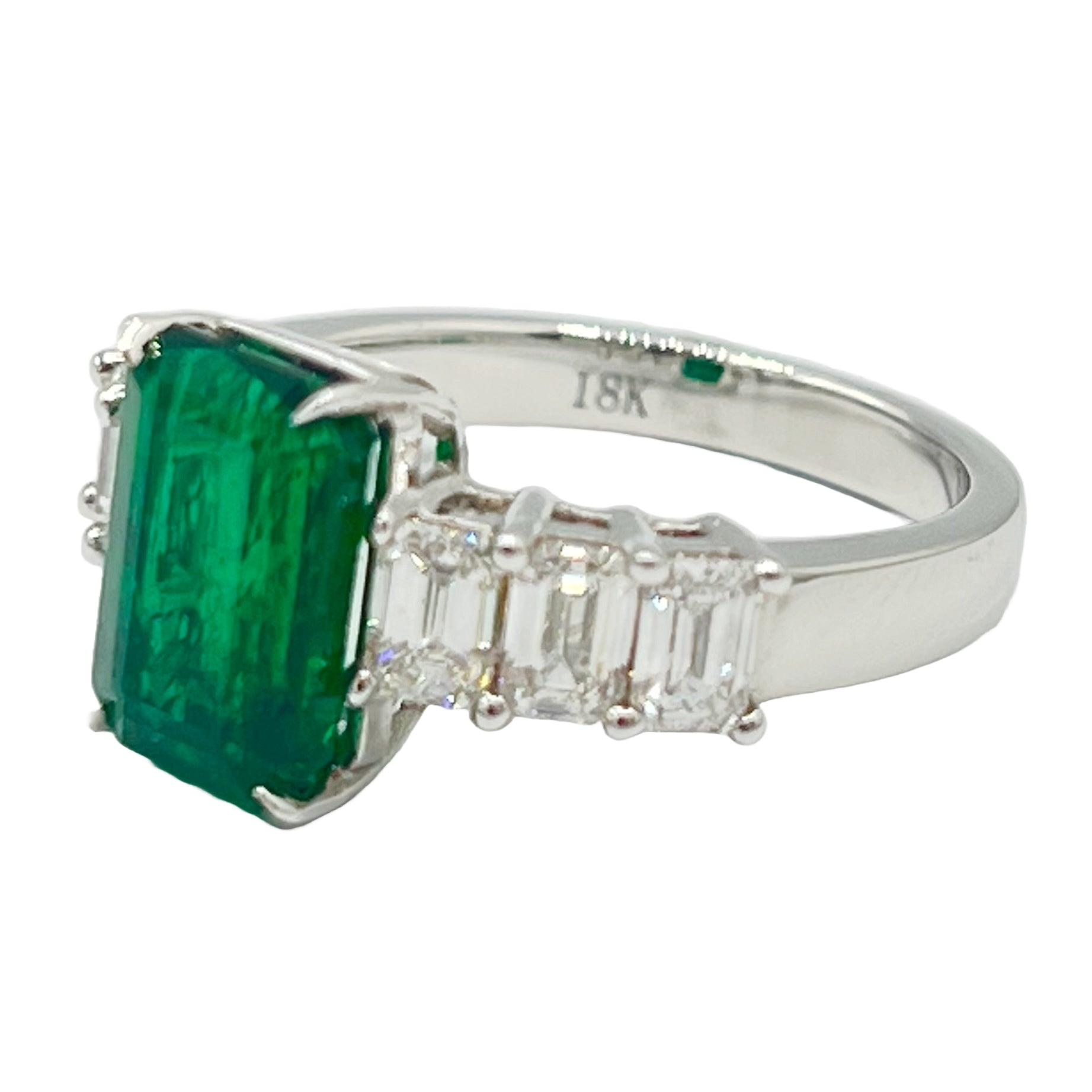 Handmade 18K White Gold Emerald Ring, 2.67ct