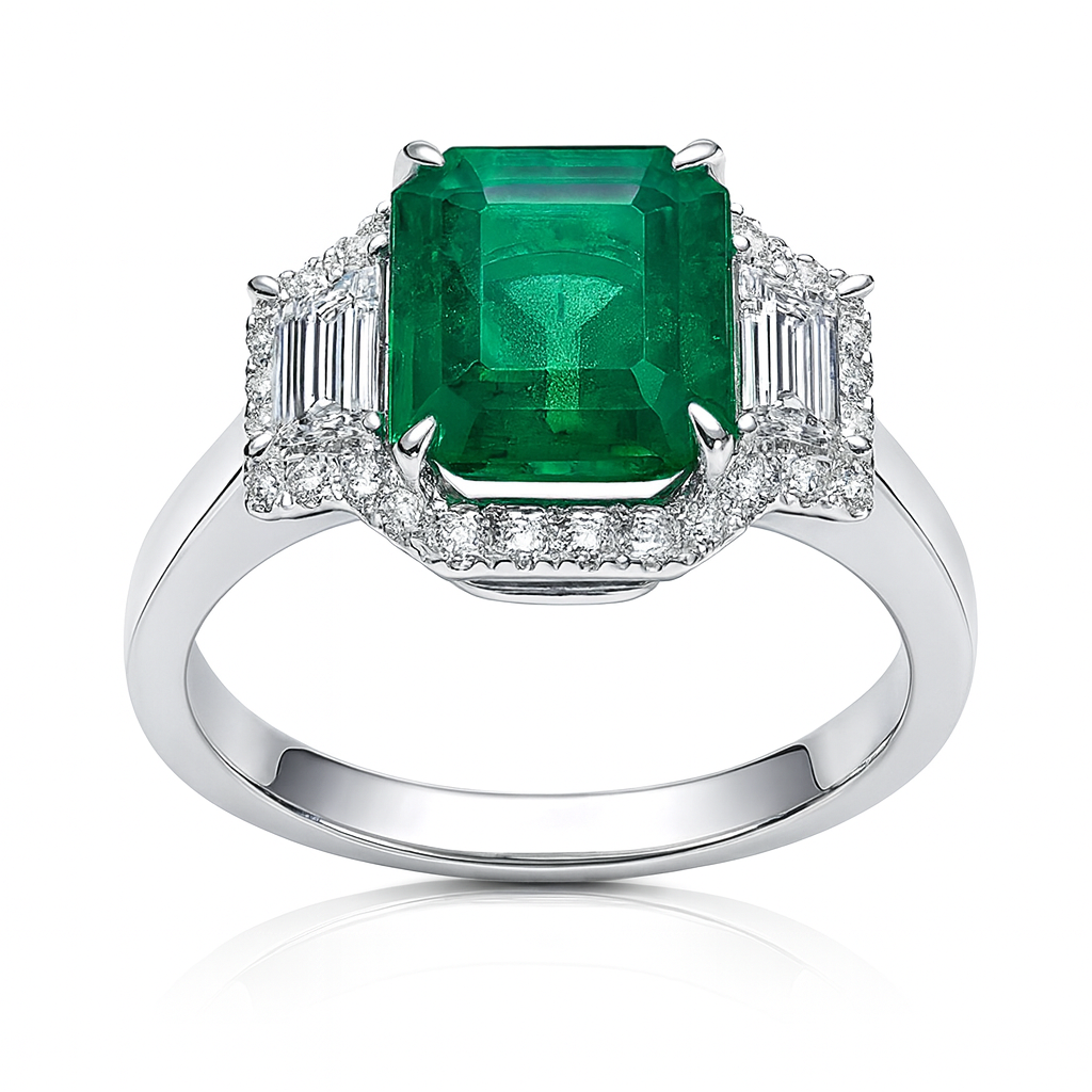 18K White Gold Green Emerald Ring, 2.63ct