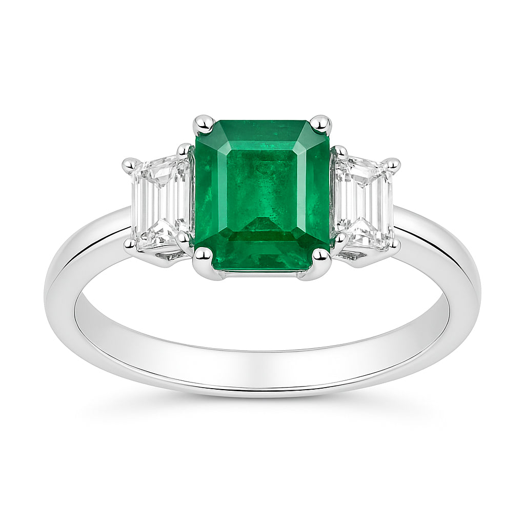 ER055612 - Ring 18KW/3.4G 1EMER-1.51CT 2EC-0.58CT