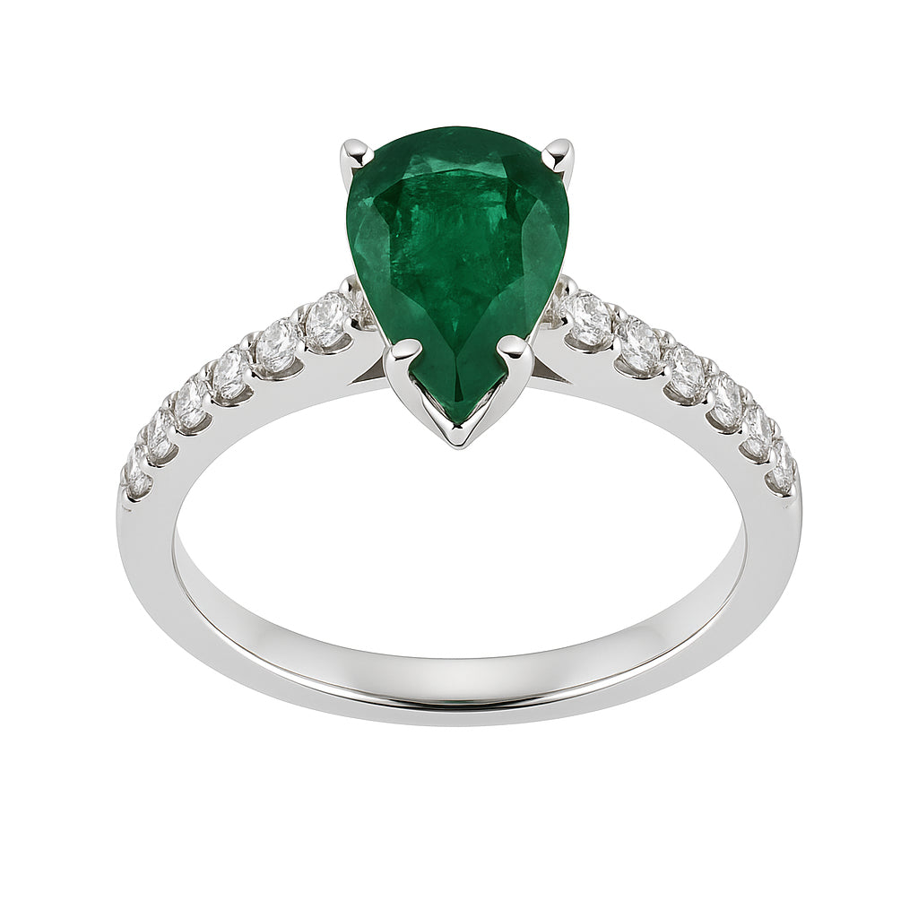 ER055751 - Ring 18KW/3.3G 1EMER-1.62CT 14RD-0.31CT