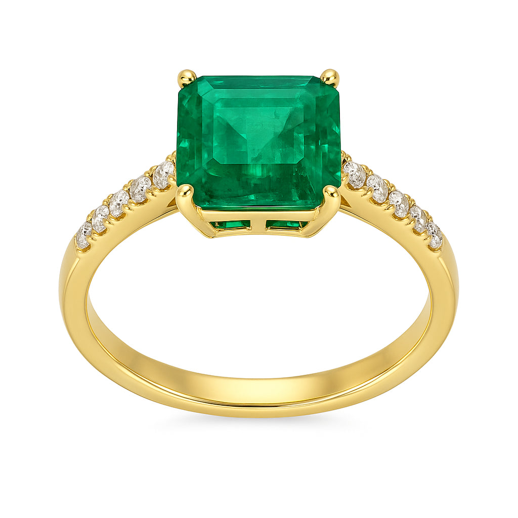 ER055821 - Ring 18KW/2.8G 1EMER-2.40CT 12RD-0.18CT