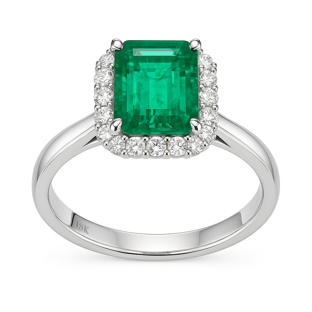 ER055823 - Ring 18KW/5.0G 1EMER-2.53CT 16RD-0.45CT