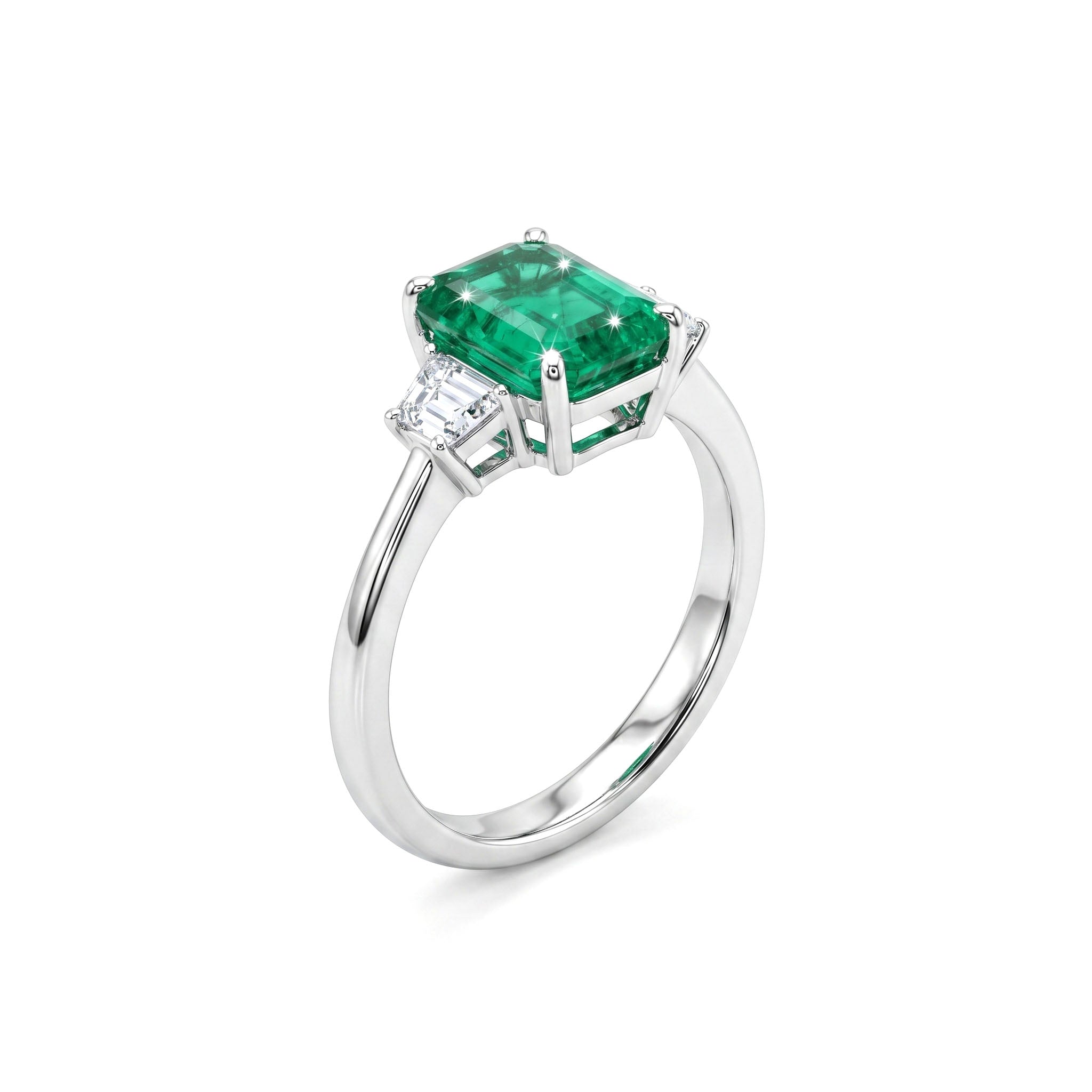 18K White Gold Green Emerald Ring, 1.52ct