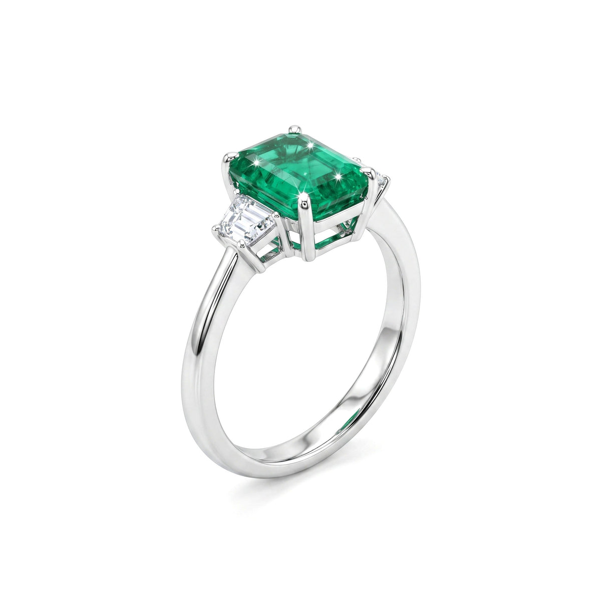18K White Gold Green Emerald Ring, 1.52ct