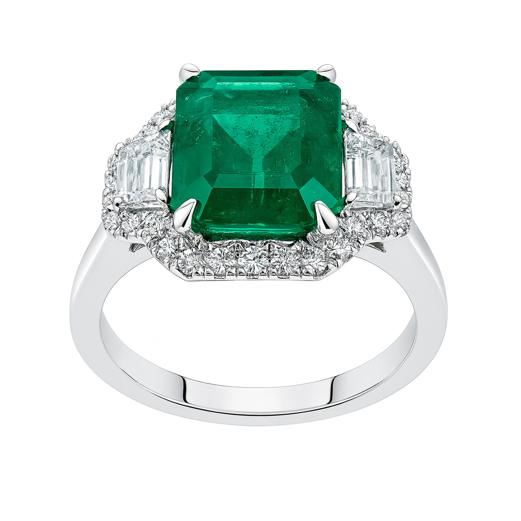 Handmade 18K White Gold Emerald Ring, 2.75ct