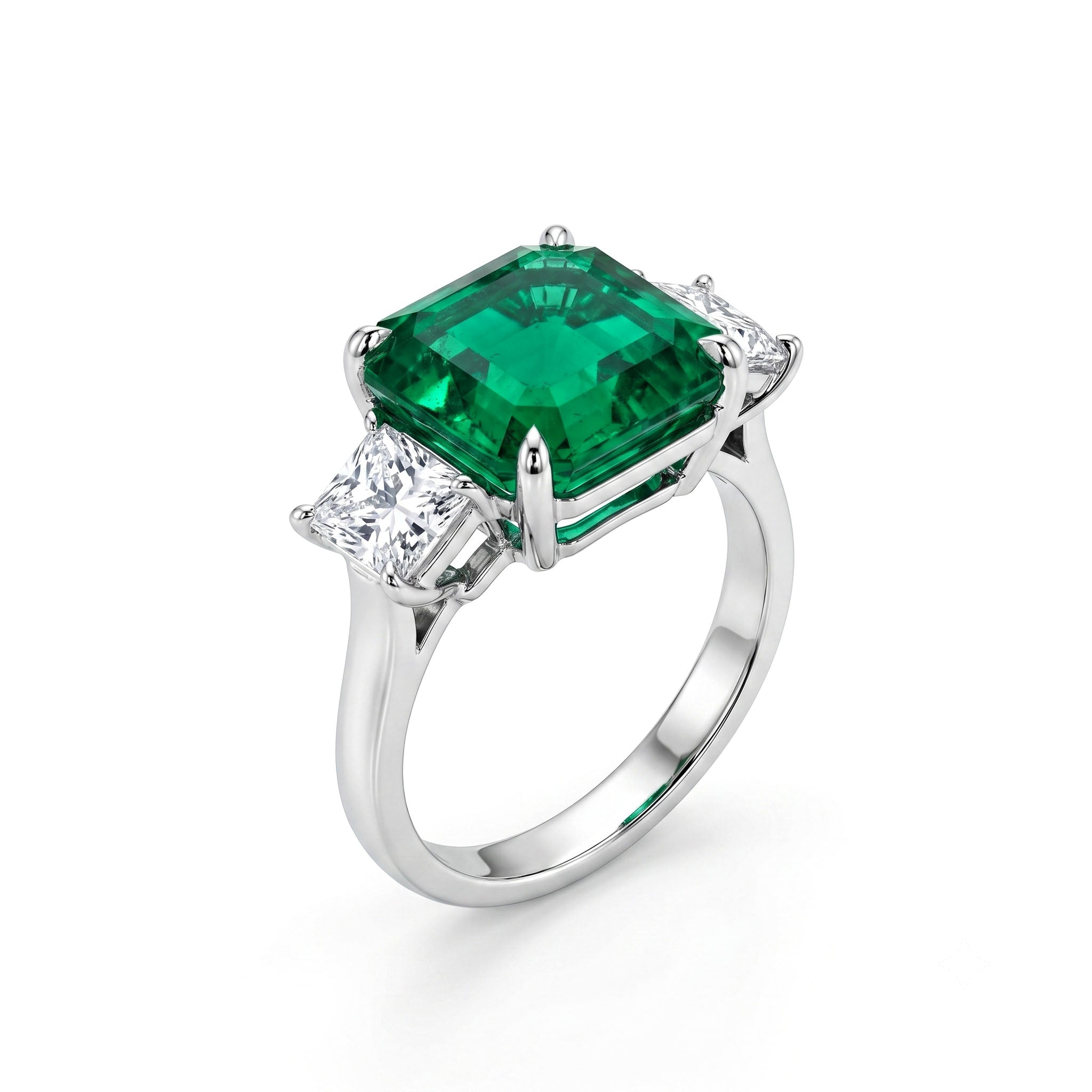 Platinum Green Emerald Ring, 5.44ct
