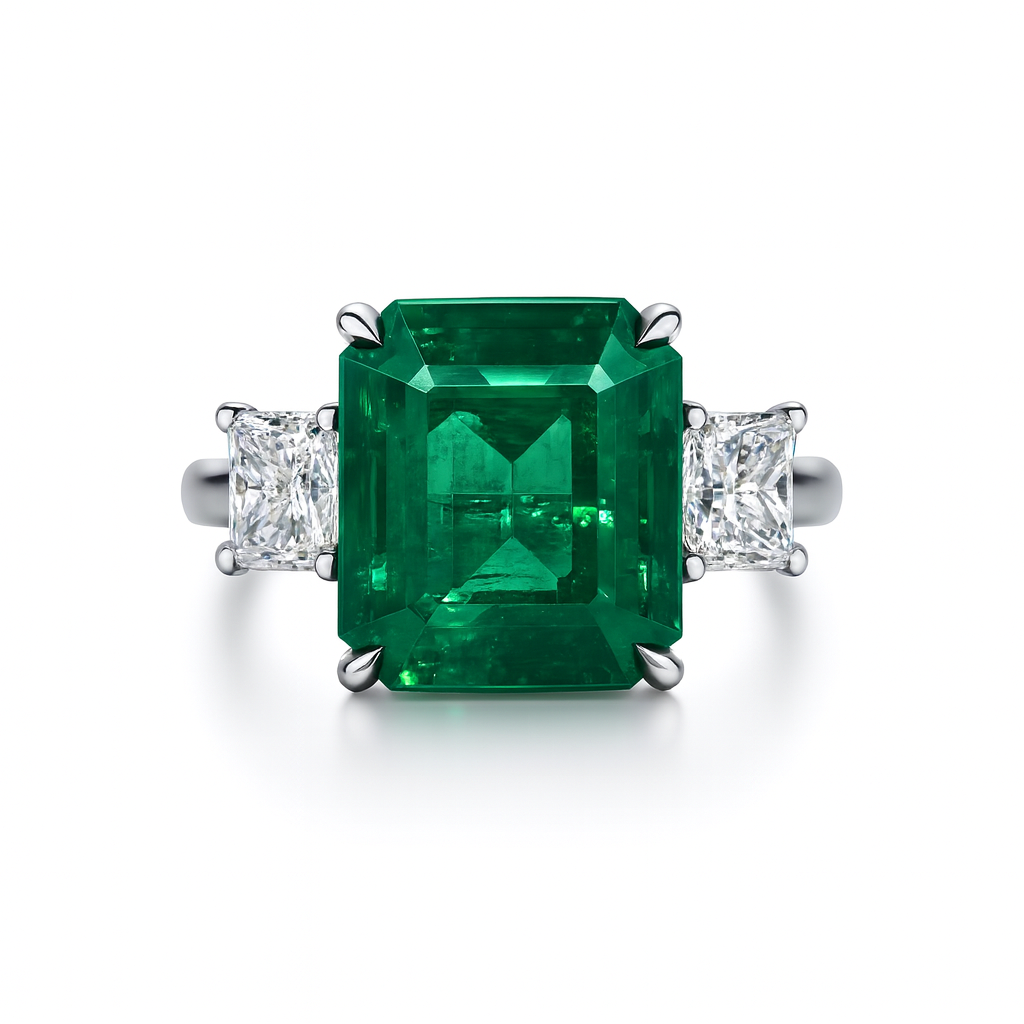 ER056691 - Ring PLAT 1EMER-4.38CT 2DIA-1.00CT